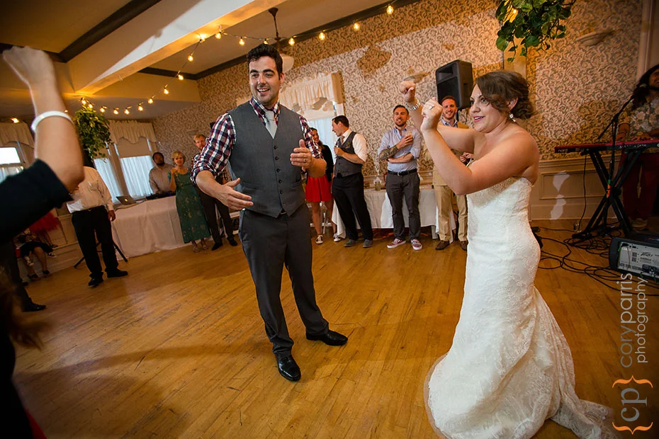 bride and groom dancing