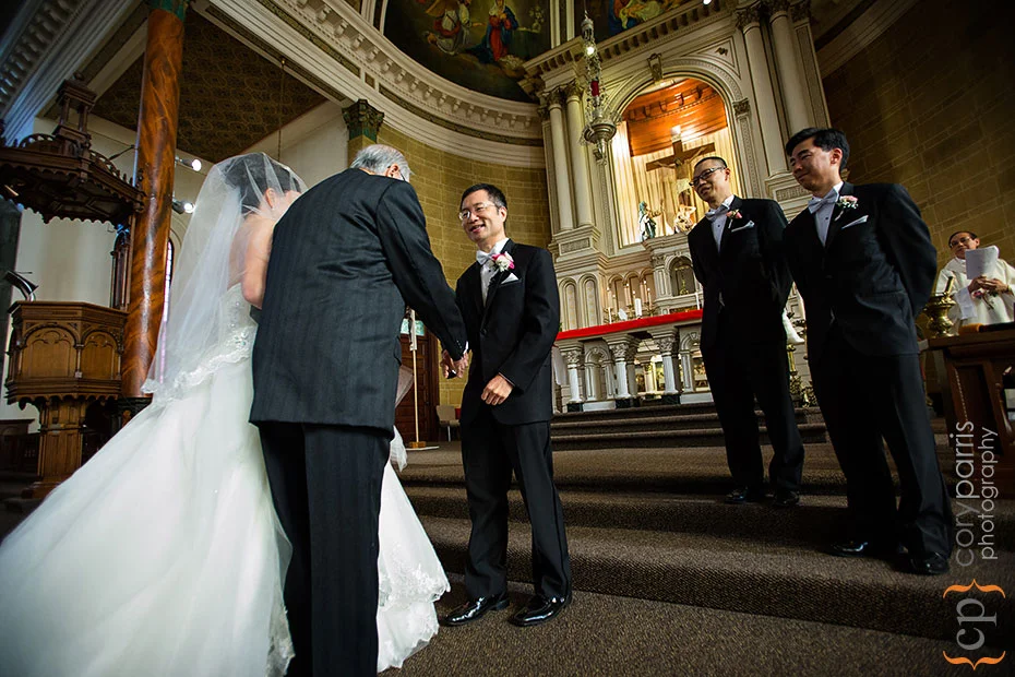 beautiful immaculate conception church in seattle wedding