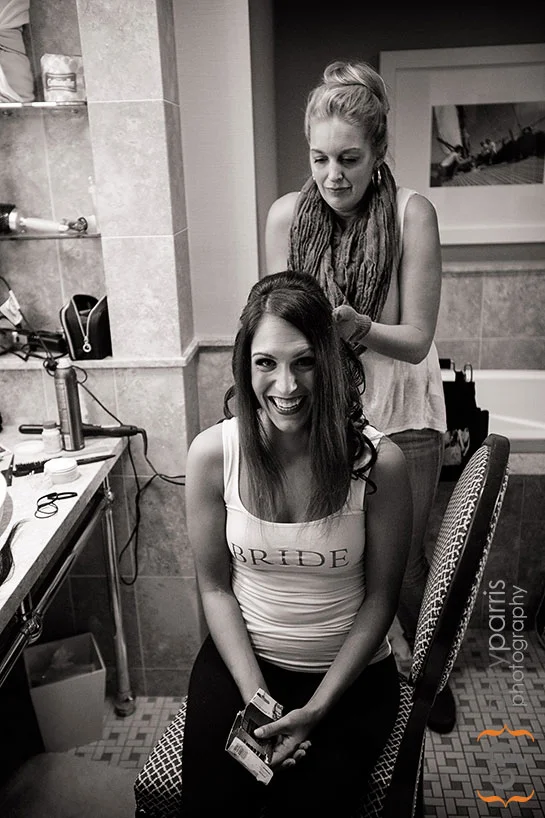 bride getting ready at the Woodmark Hotel