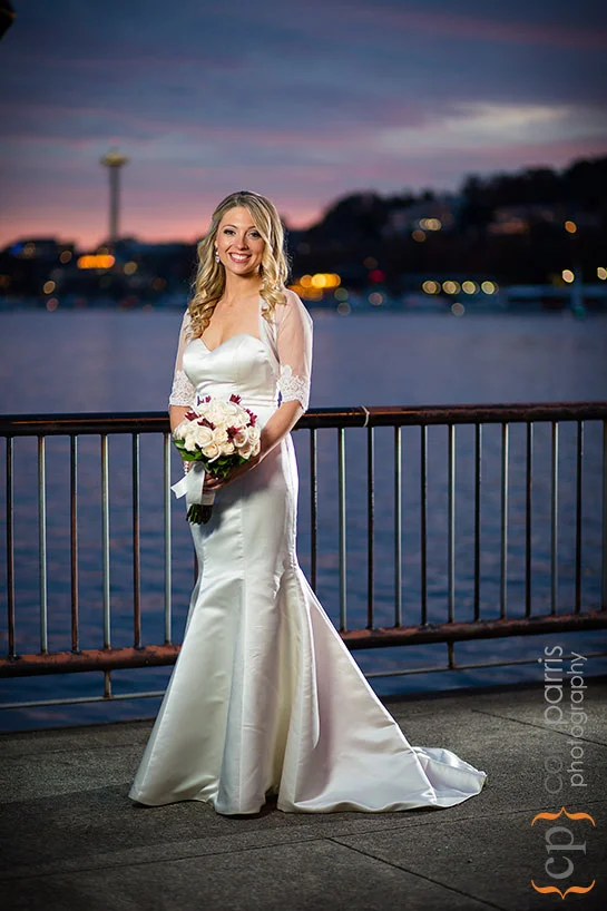 bridal portrait at sunset in Seattle