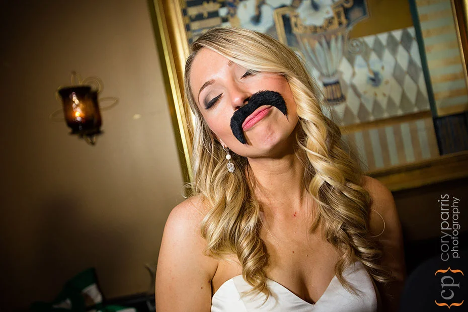 bride and mustache