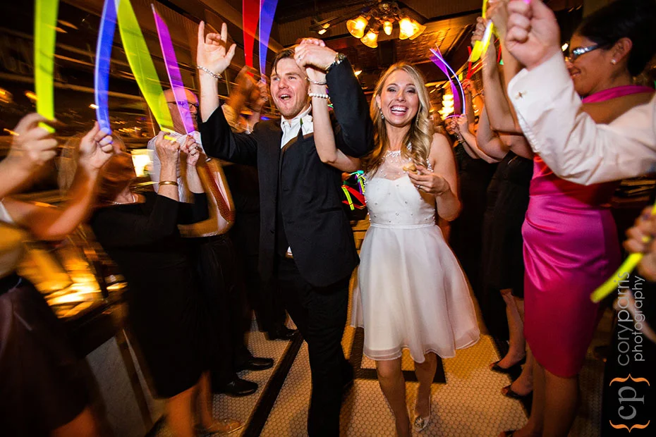 bride and groom leaving