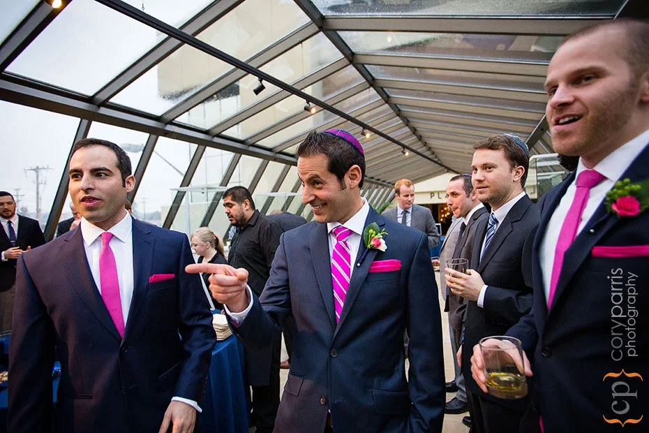groom messing around with his groomsmen