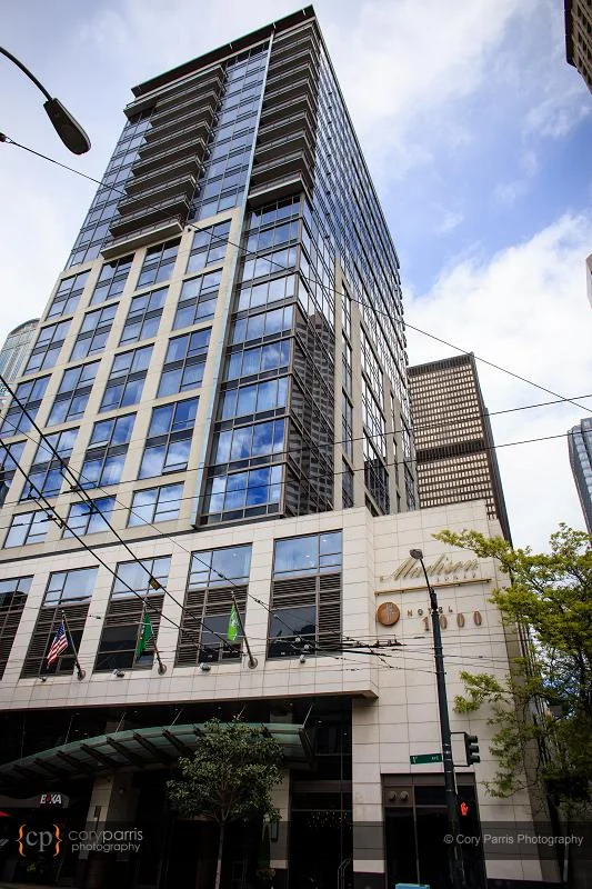 The exterior of Hotel 1000 in downtown Seattle