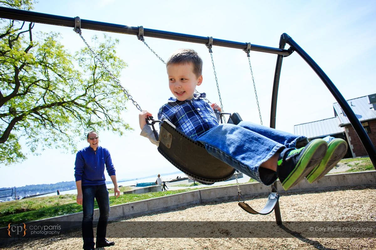 Little boy on the swing