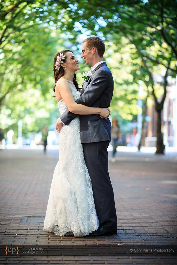 Occidental Park wedding portrait