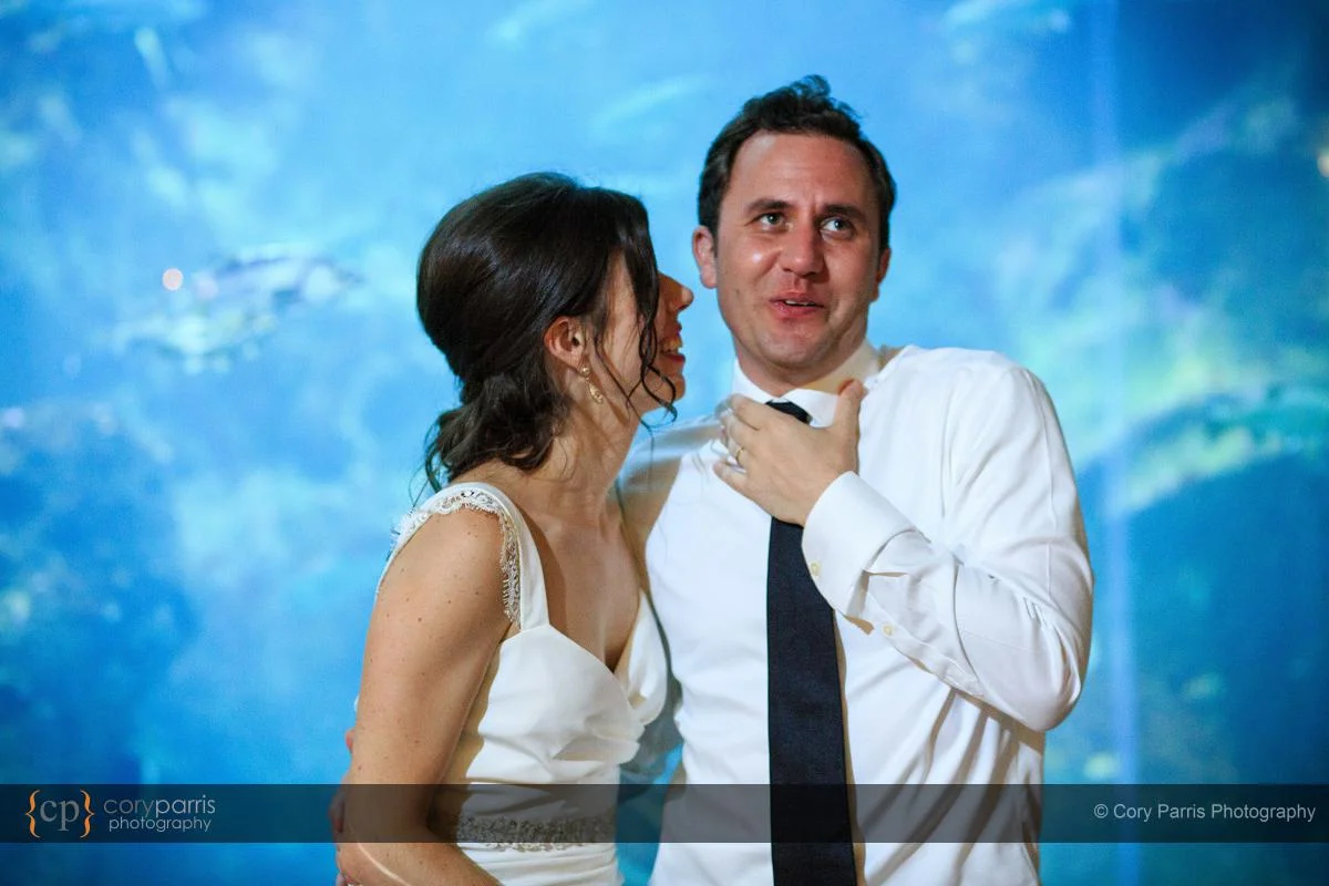 Jesse hamming it up for the crowd after a kiss from his new wife.