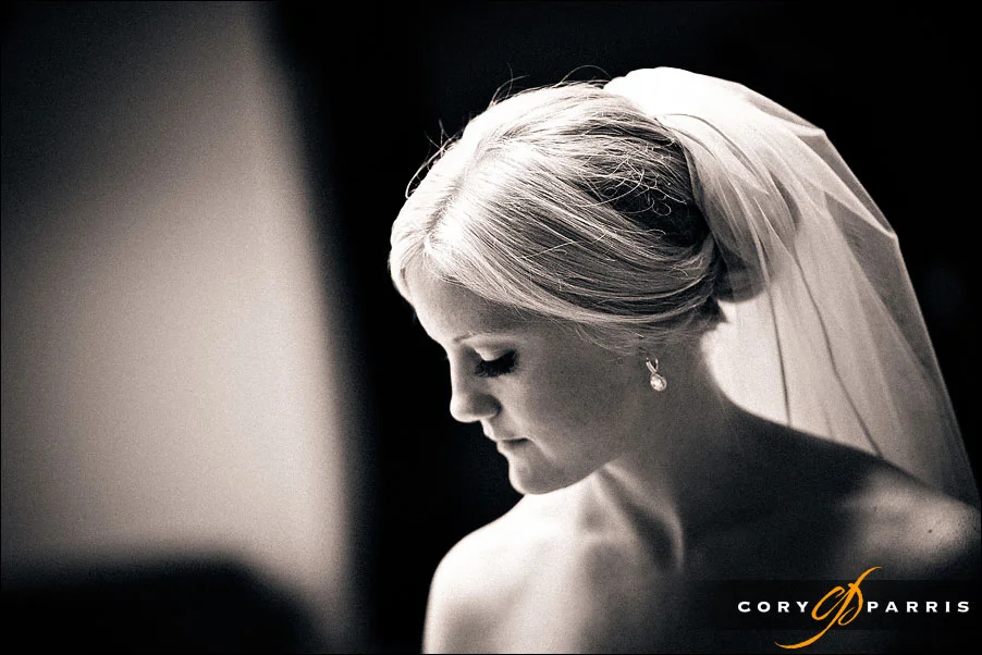 bride looking down by seattle wedding photojournalist cory parris