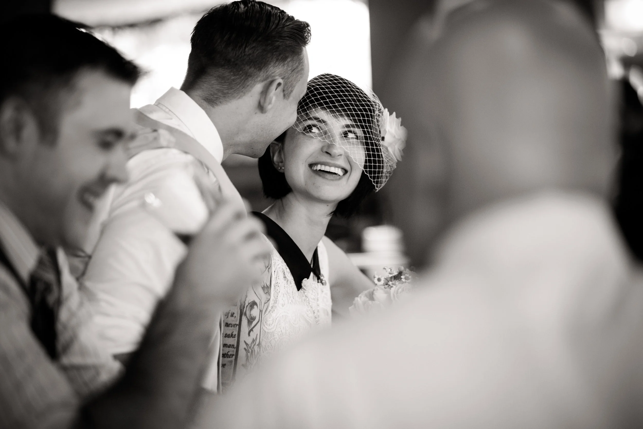 bride and groom laughing Arctic Club