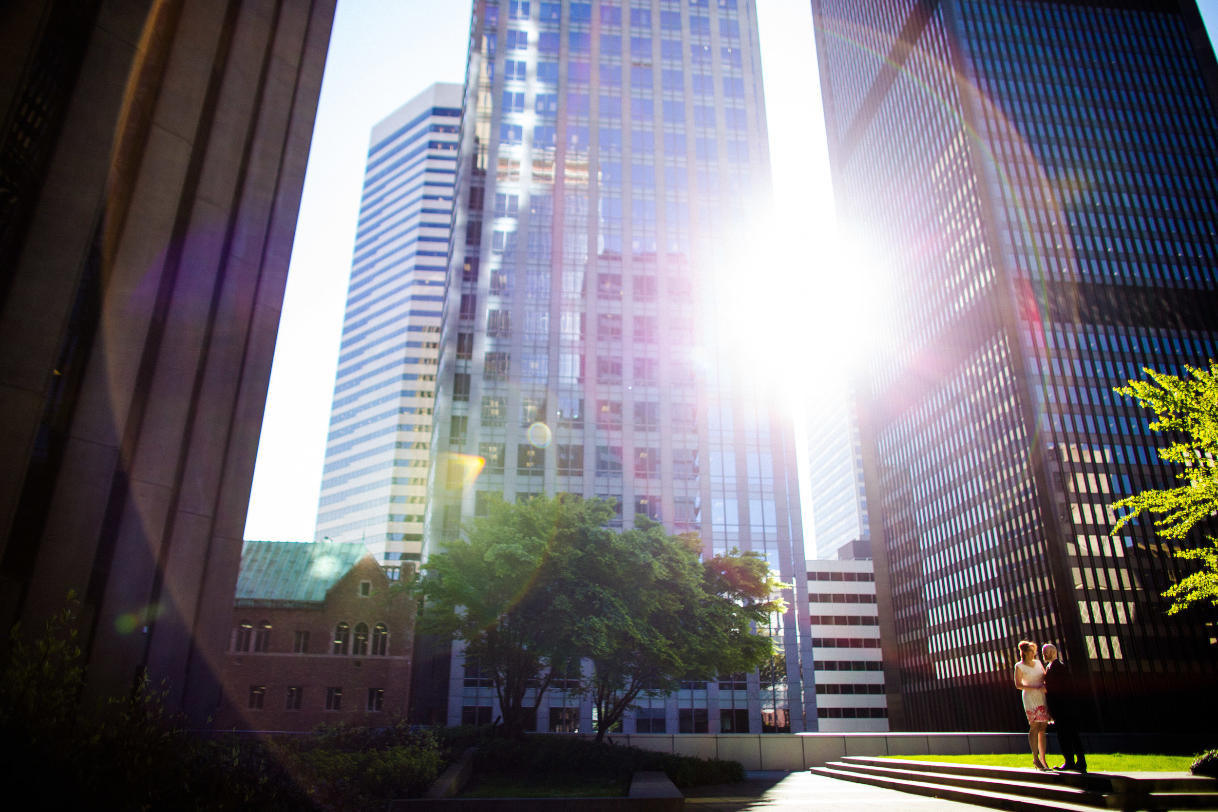 Wedding photography with Sun flare in Seattle