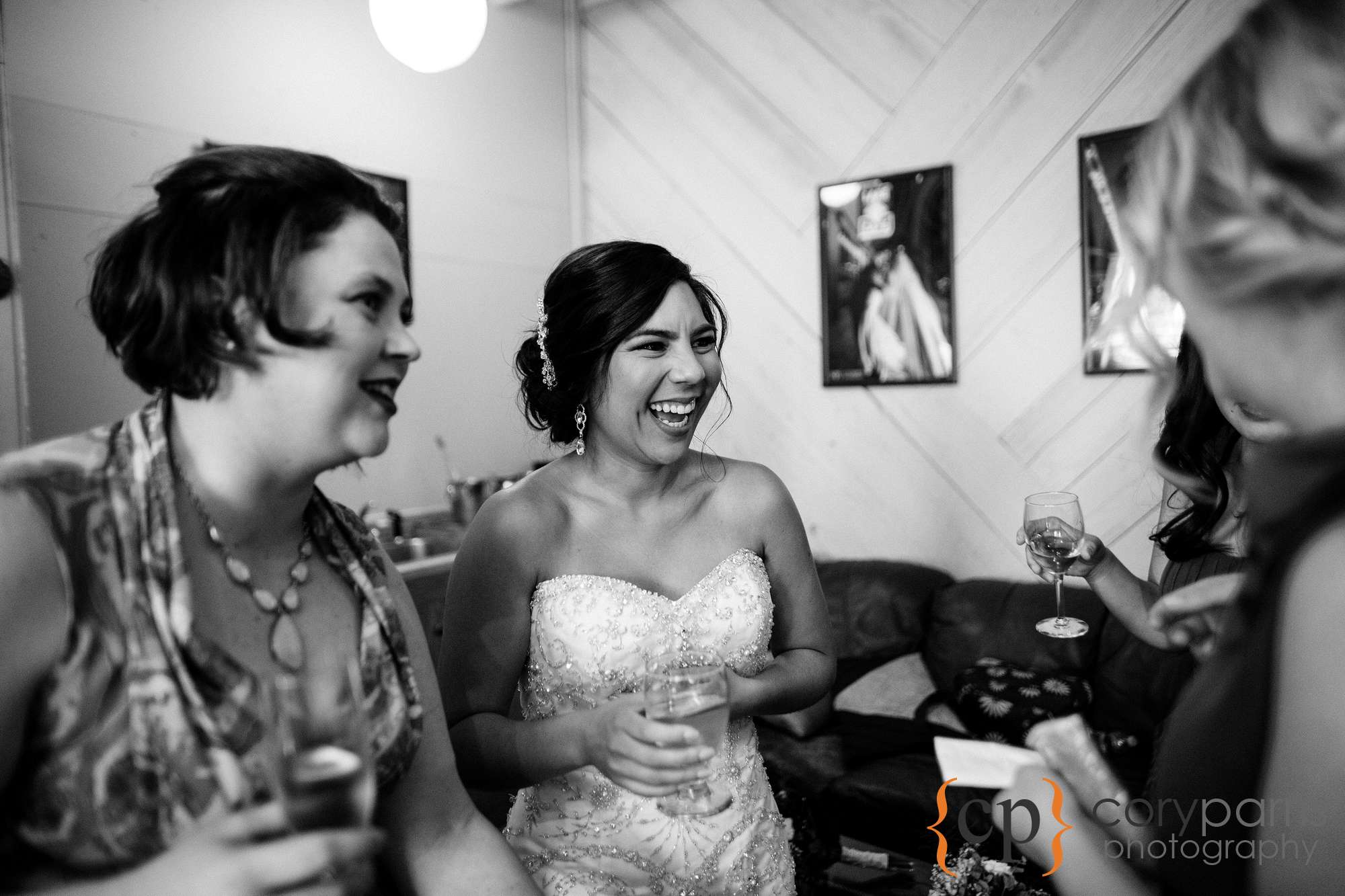 Bride laughing before the wedding