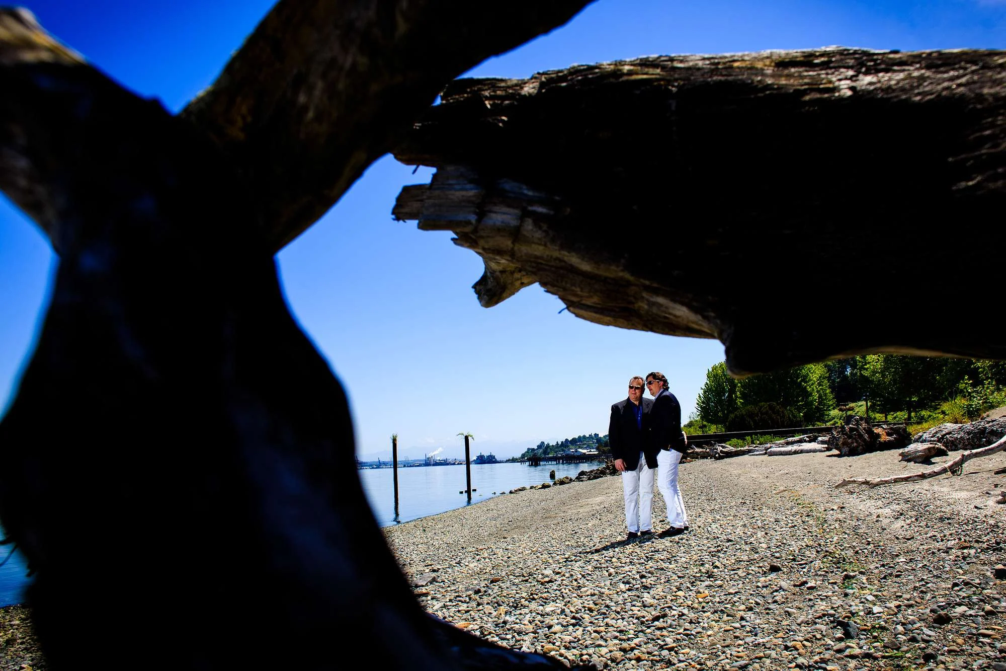 beach tacoma engagement couple
