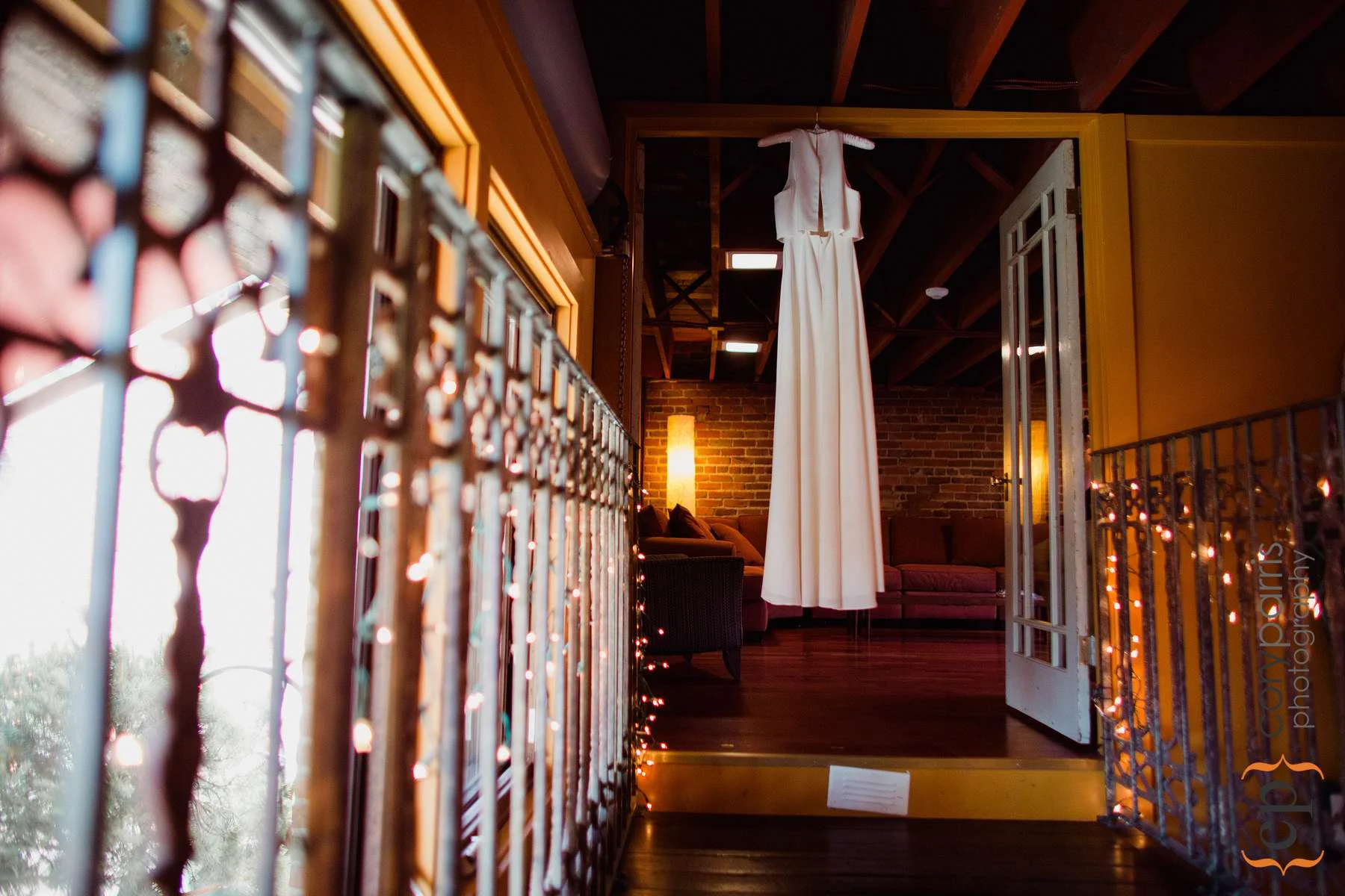 Dress hanging in the very cool bridal room at the Georgetown Ballroom. 
