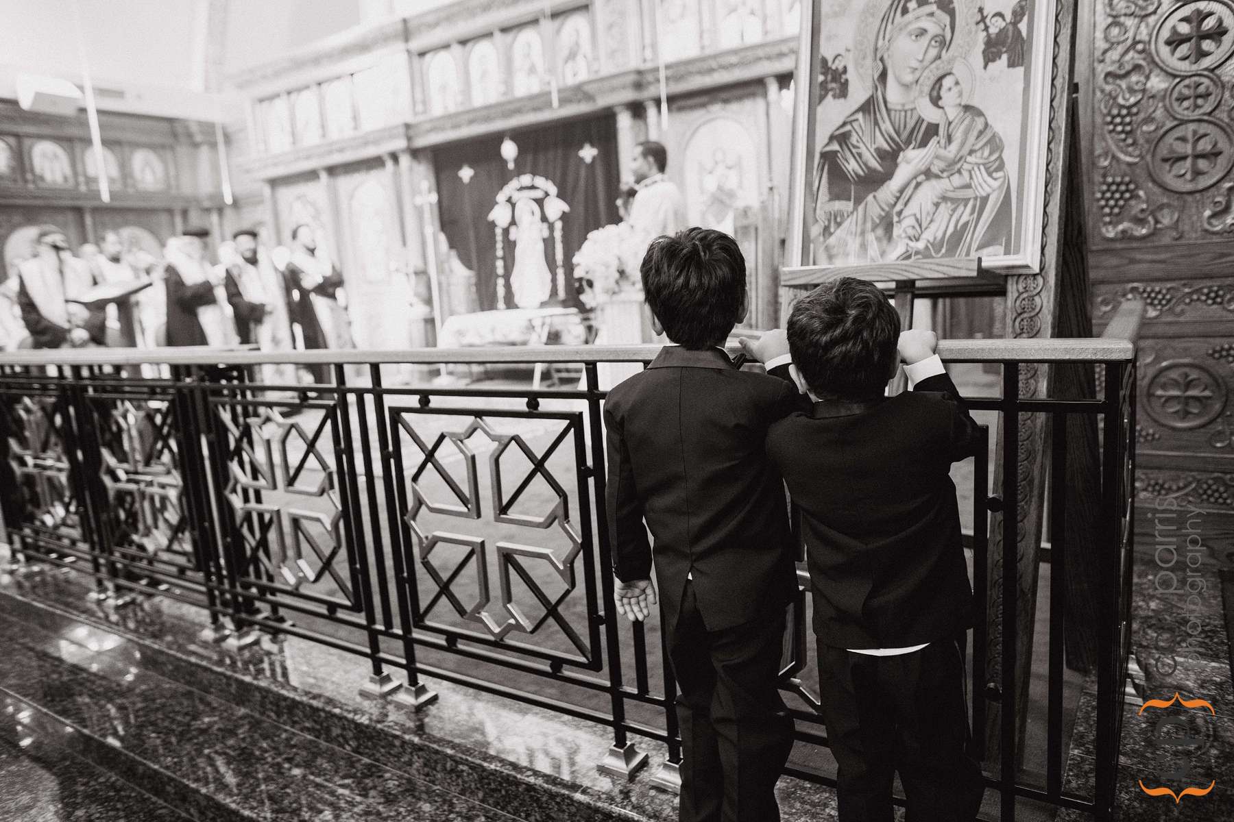 Little boys watching the wedding
