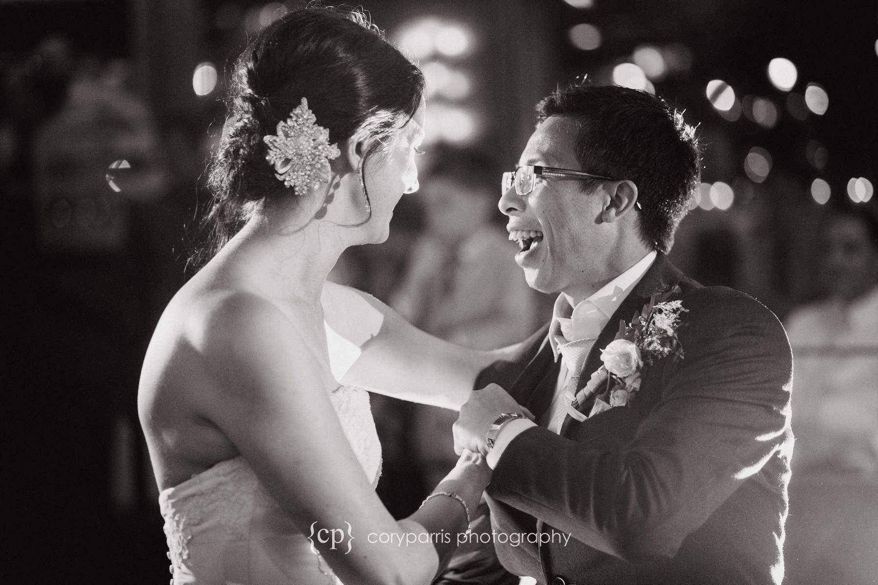  Vinh laughing during their first dance.&nbsp; 