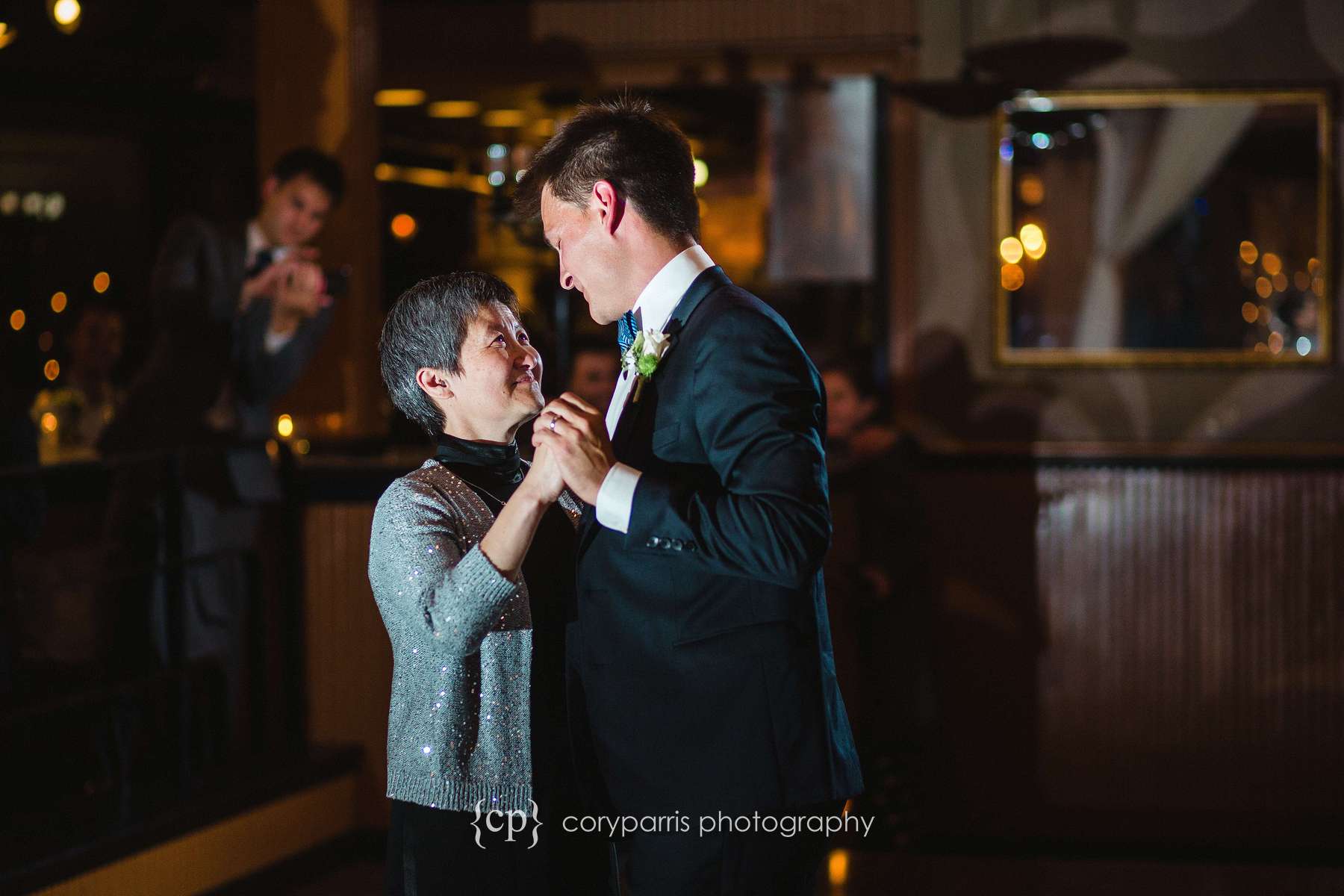 Mother son dance at Lake Union Cafe wedding