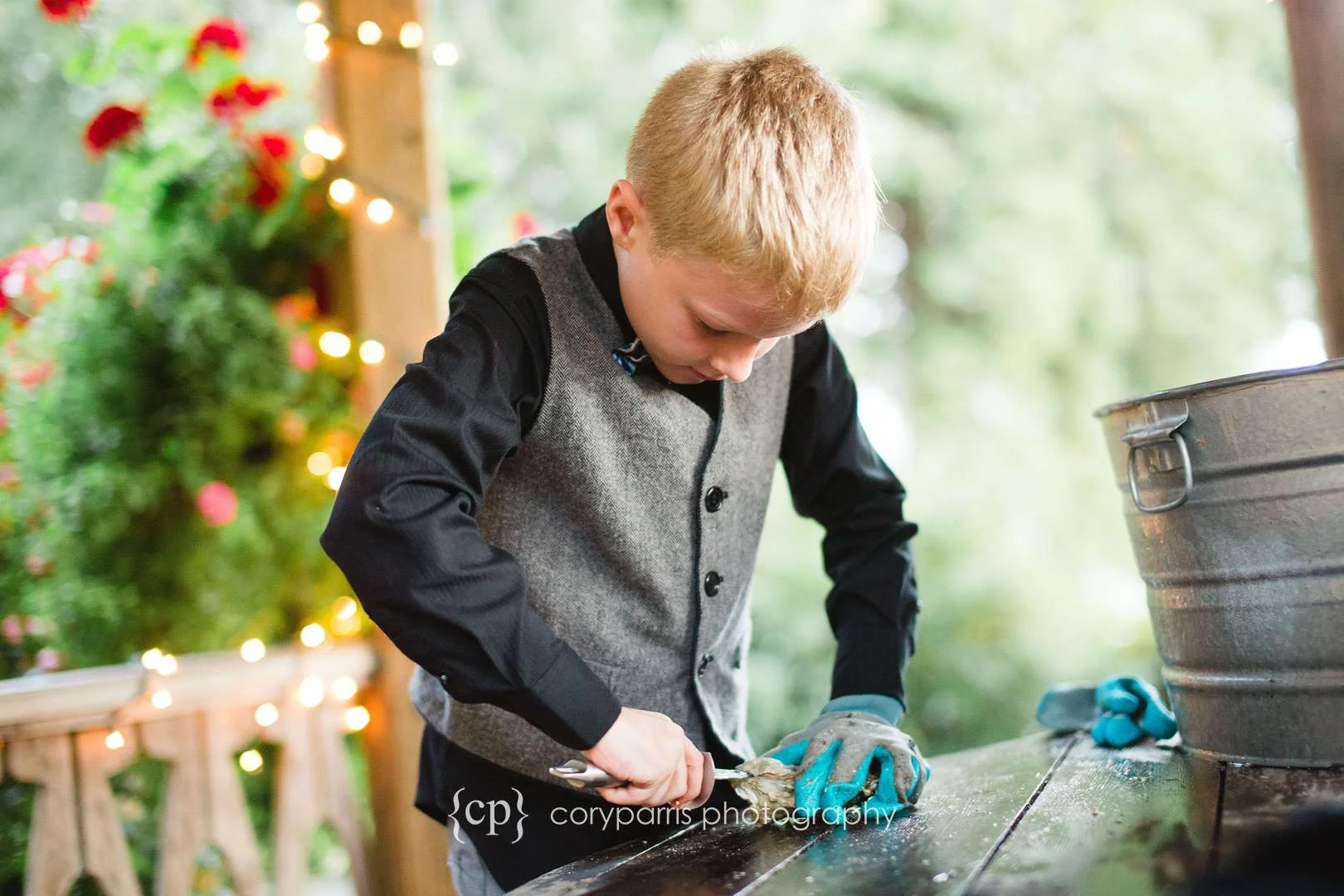 Nine-year-old oyster shucking expert. 