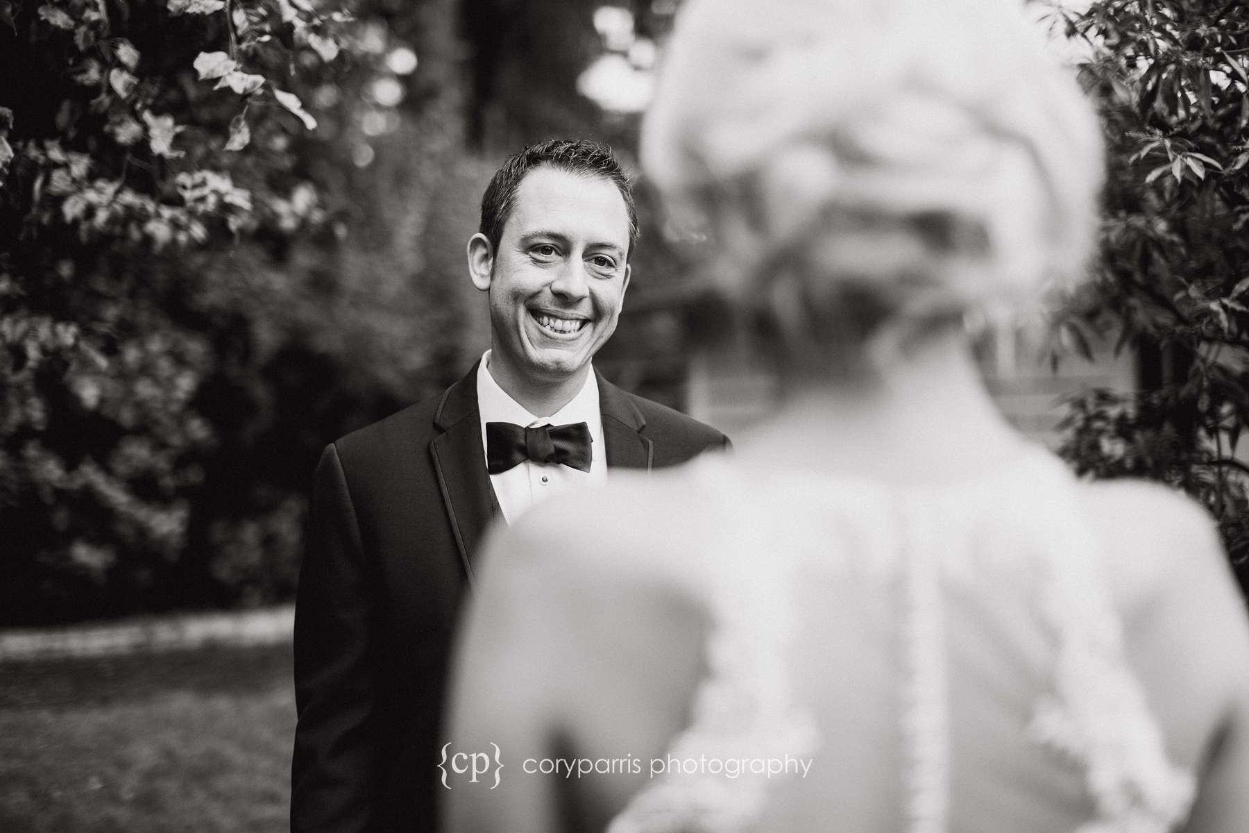 Megan and Daniel seeing each other for the first time on their wedding day.