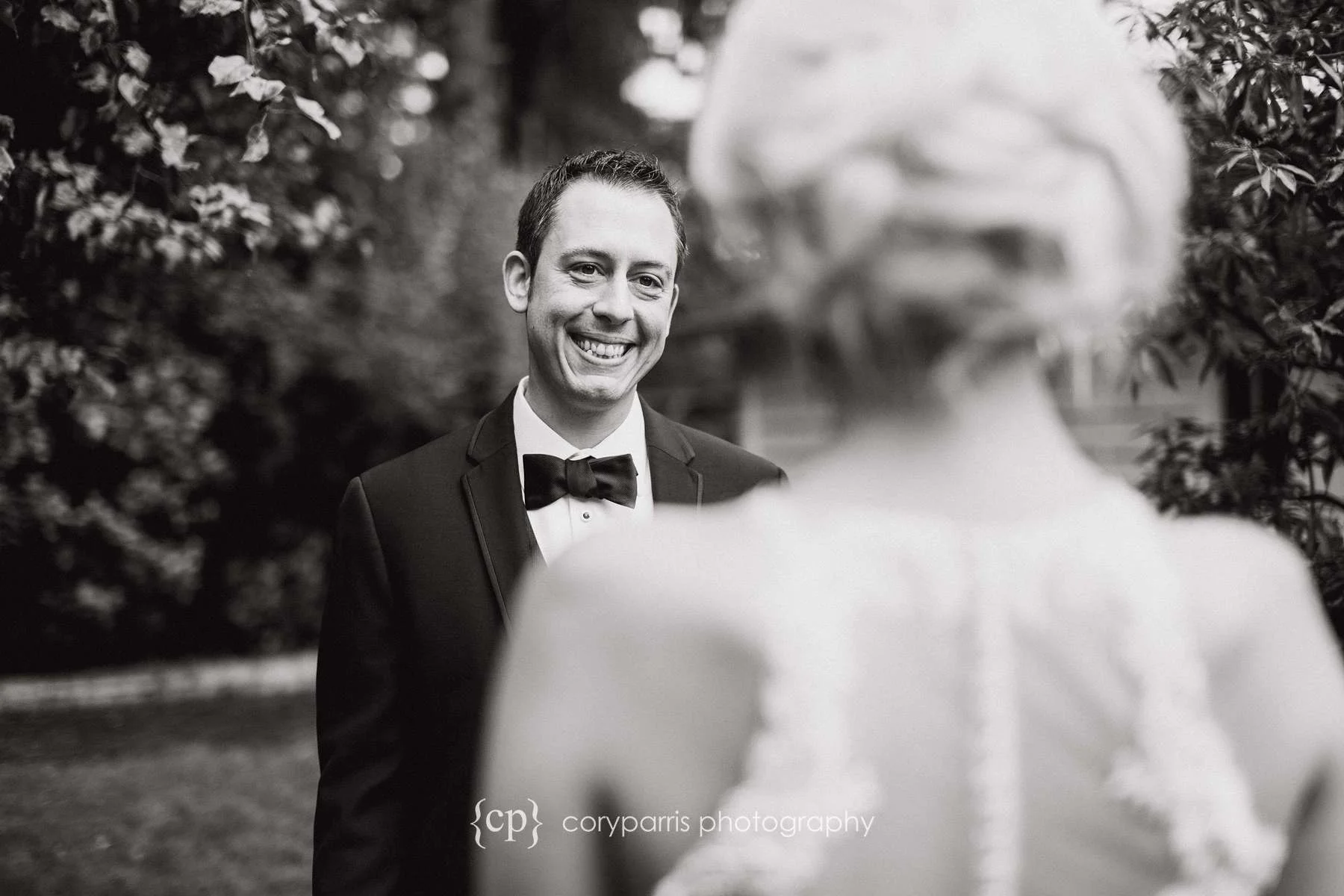 Megan and Daniel seeing each other for the first time on their wedding day.