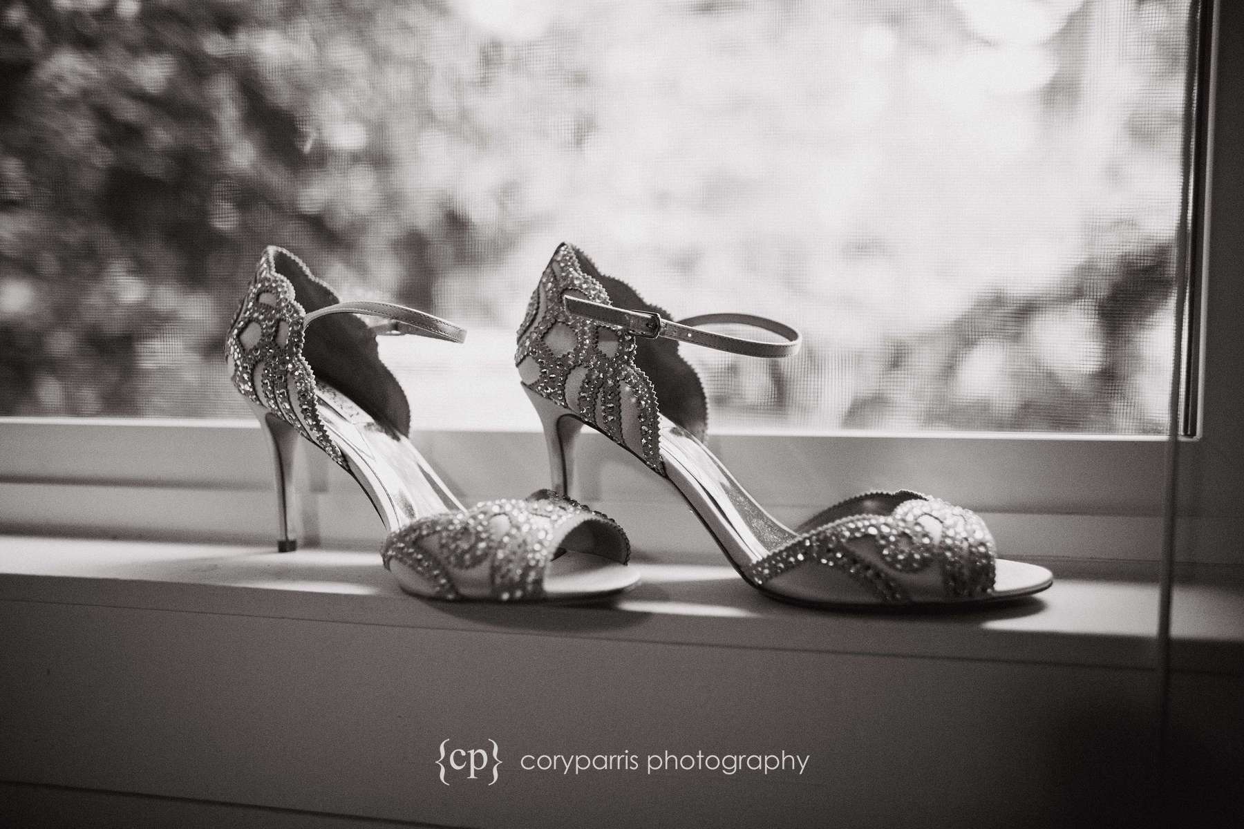 B&W wedding shoes photography