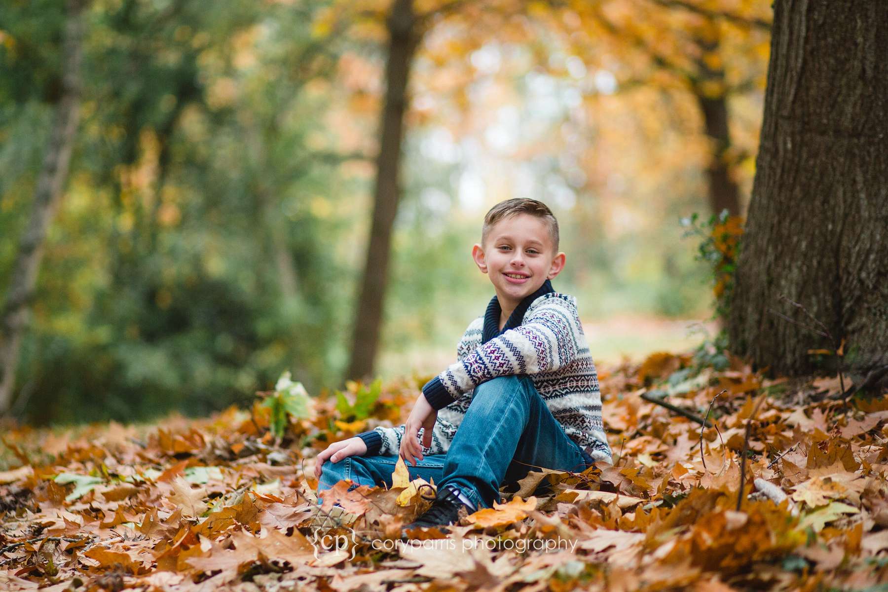 Fall leaves portrait kids photography Seattle