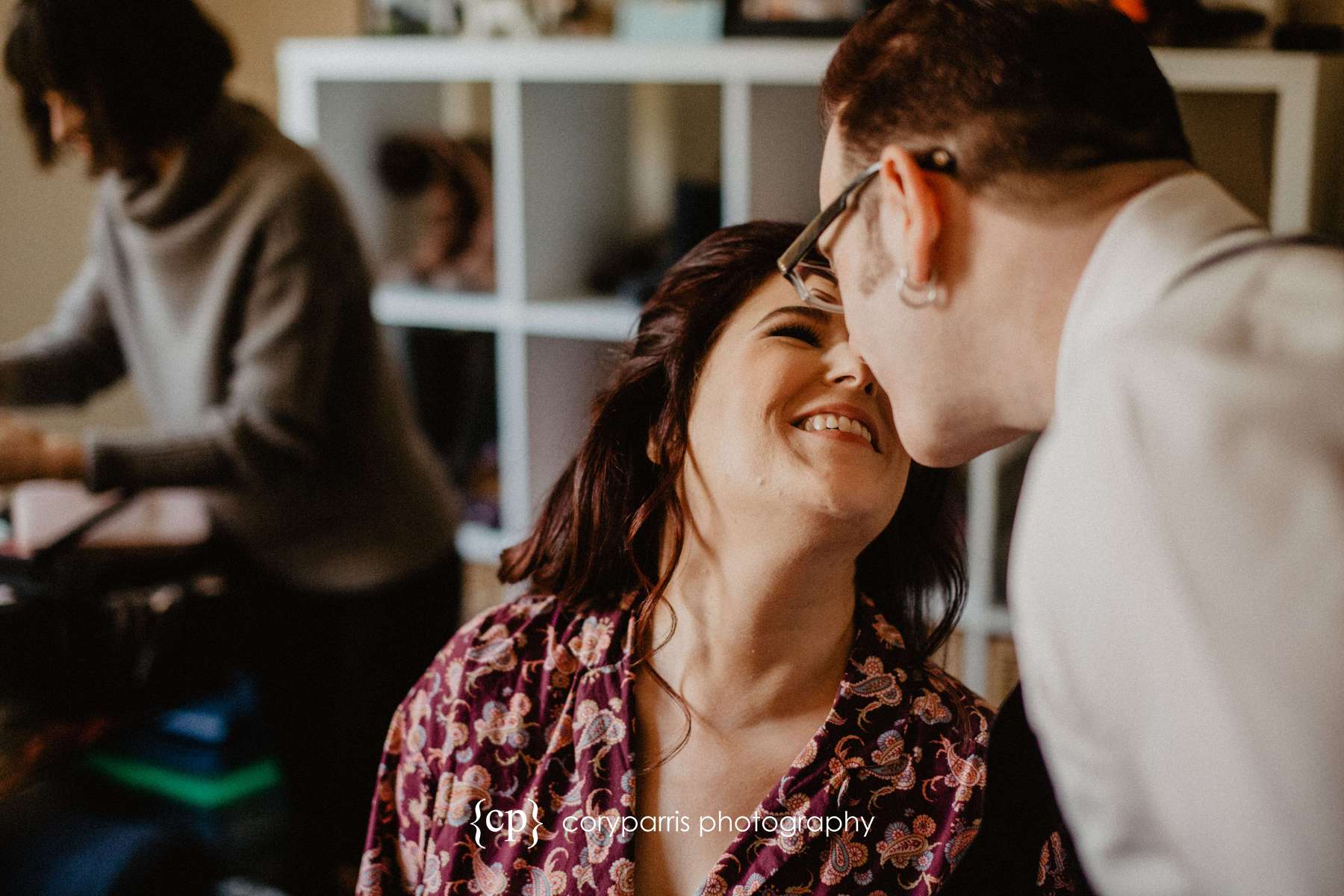 Pre-wedding kiss