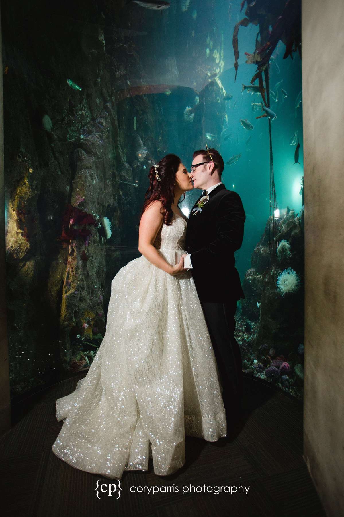 Wedding portrait at the Seattle Aquarium
