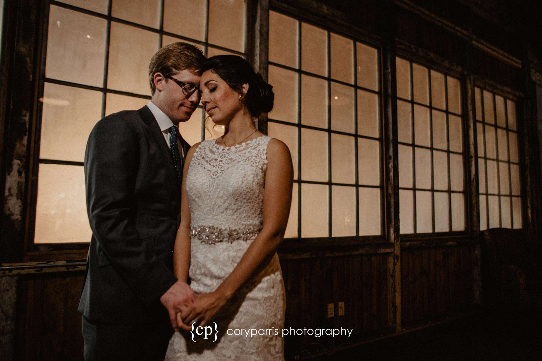 Romantic wedding portrait at SODO Park