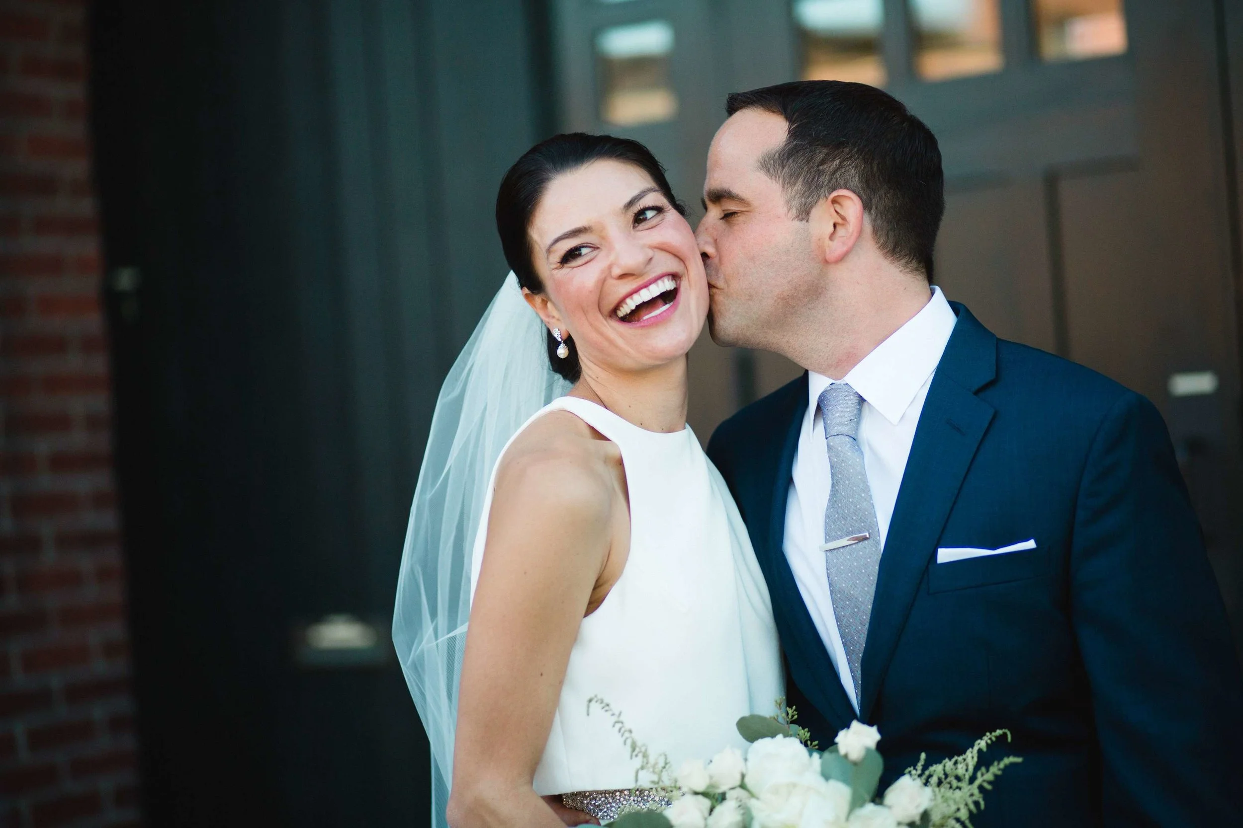 Laughing bride at Georgetown Ballroom Seattle Wedding Photographers
