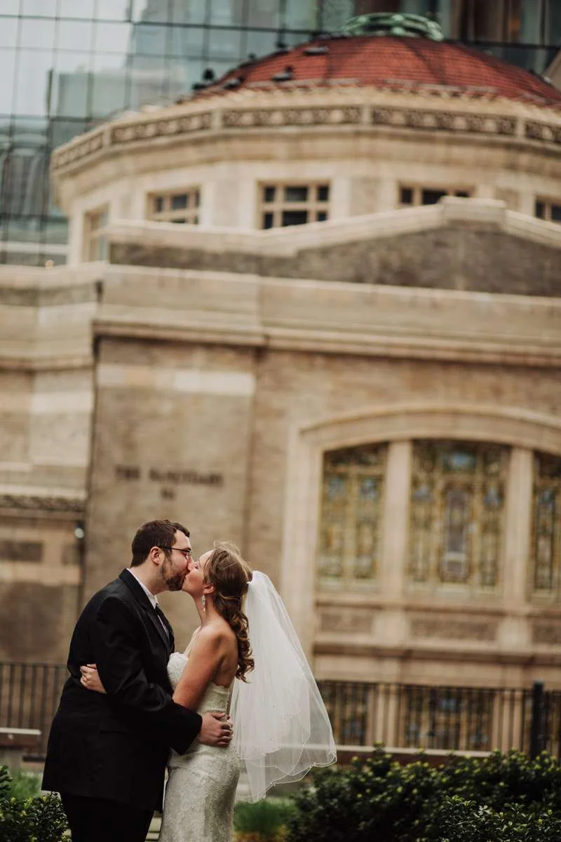 Emily and David before their Seattle Courthouse wedding.