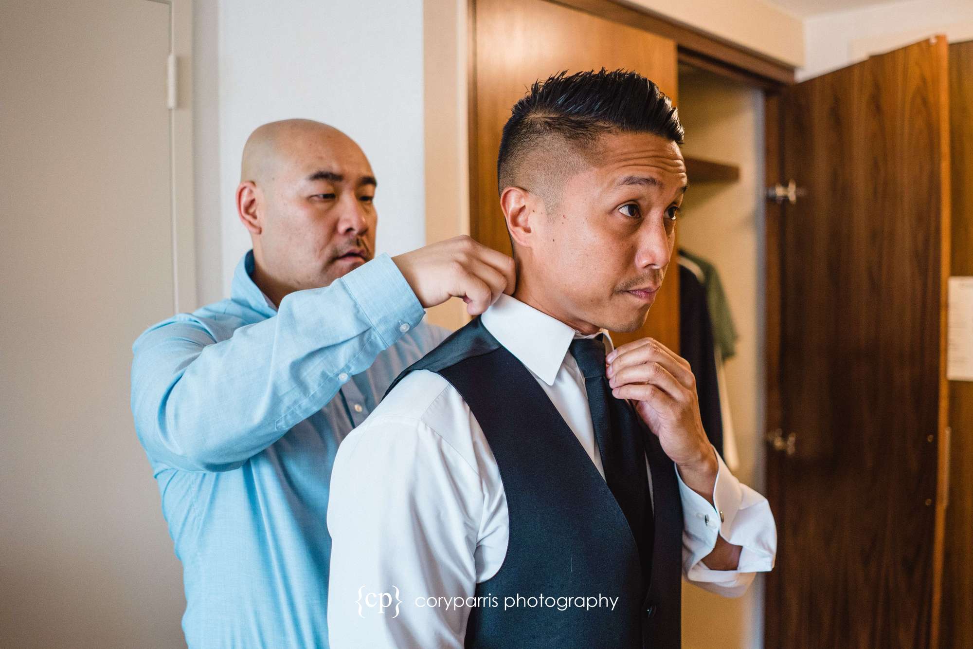 Groom getting ready