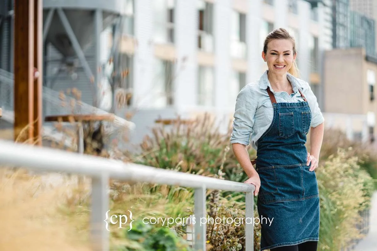 Chef Shannon posing for her portrait at Pike Place Market