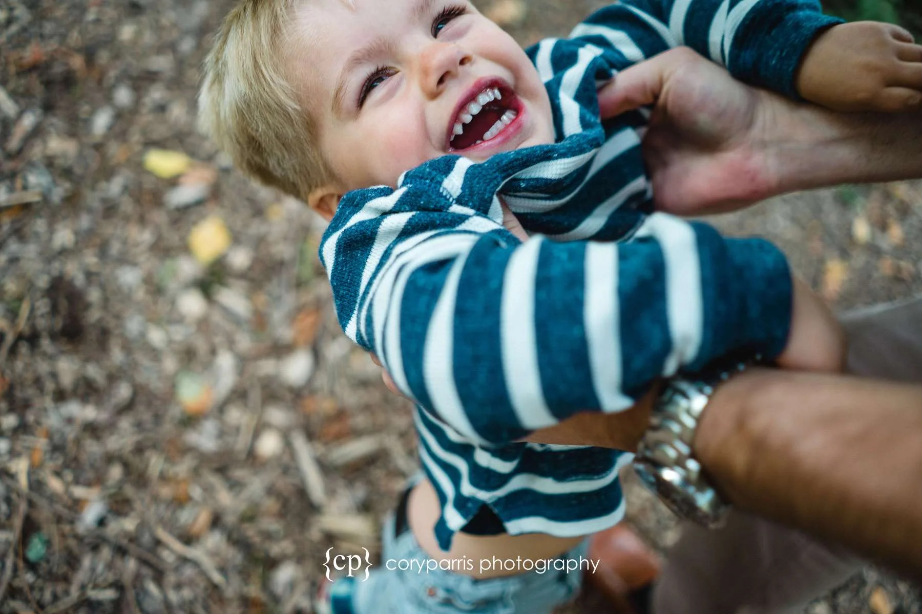 Laughing little boy - kid and family portraits at Washington Park Arboretum in Seattle