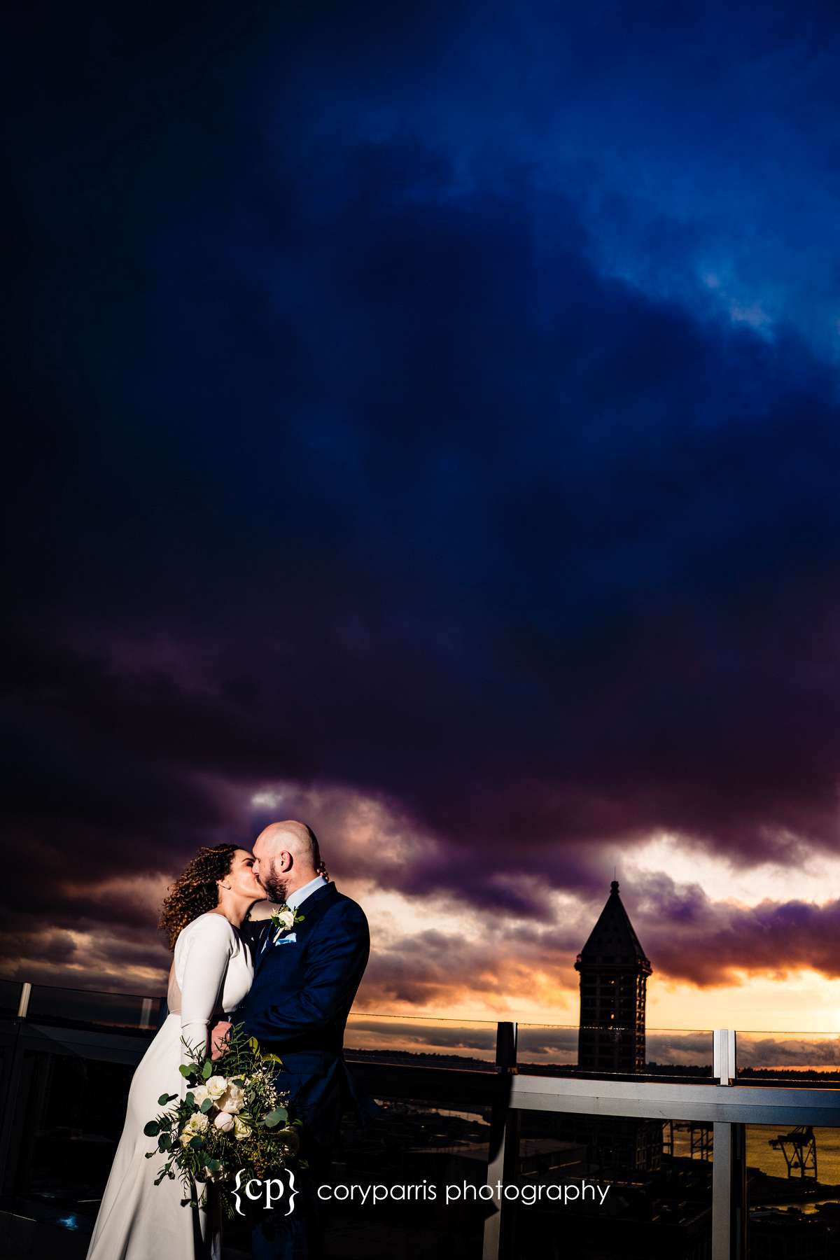 I had a great time playing with the sunset and views from the top of the courthouse before the elopement wedding ceremony 