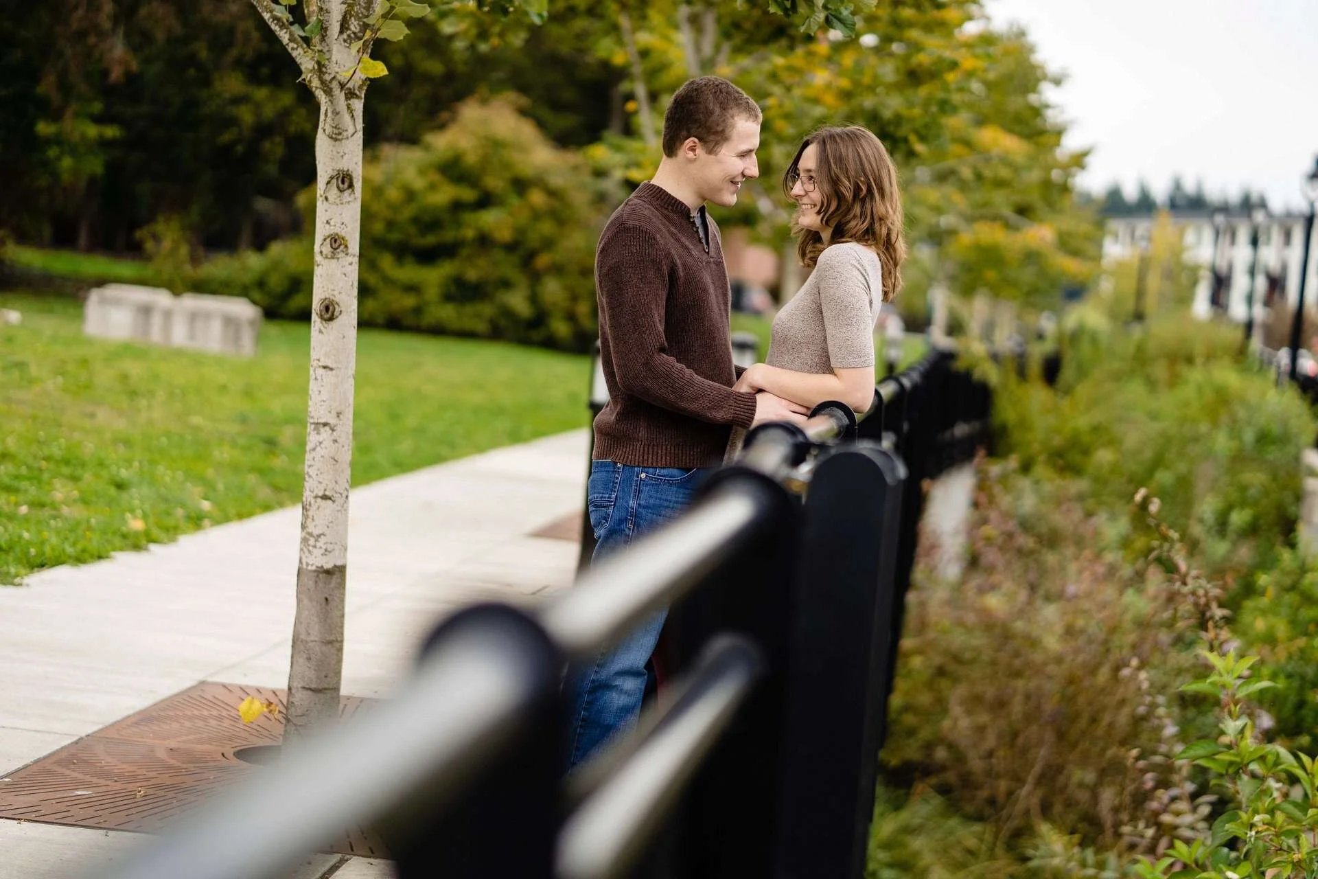 Engagement portraits for Haley & Christopher in downtown Bothell
