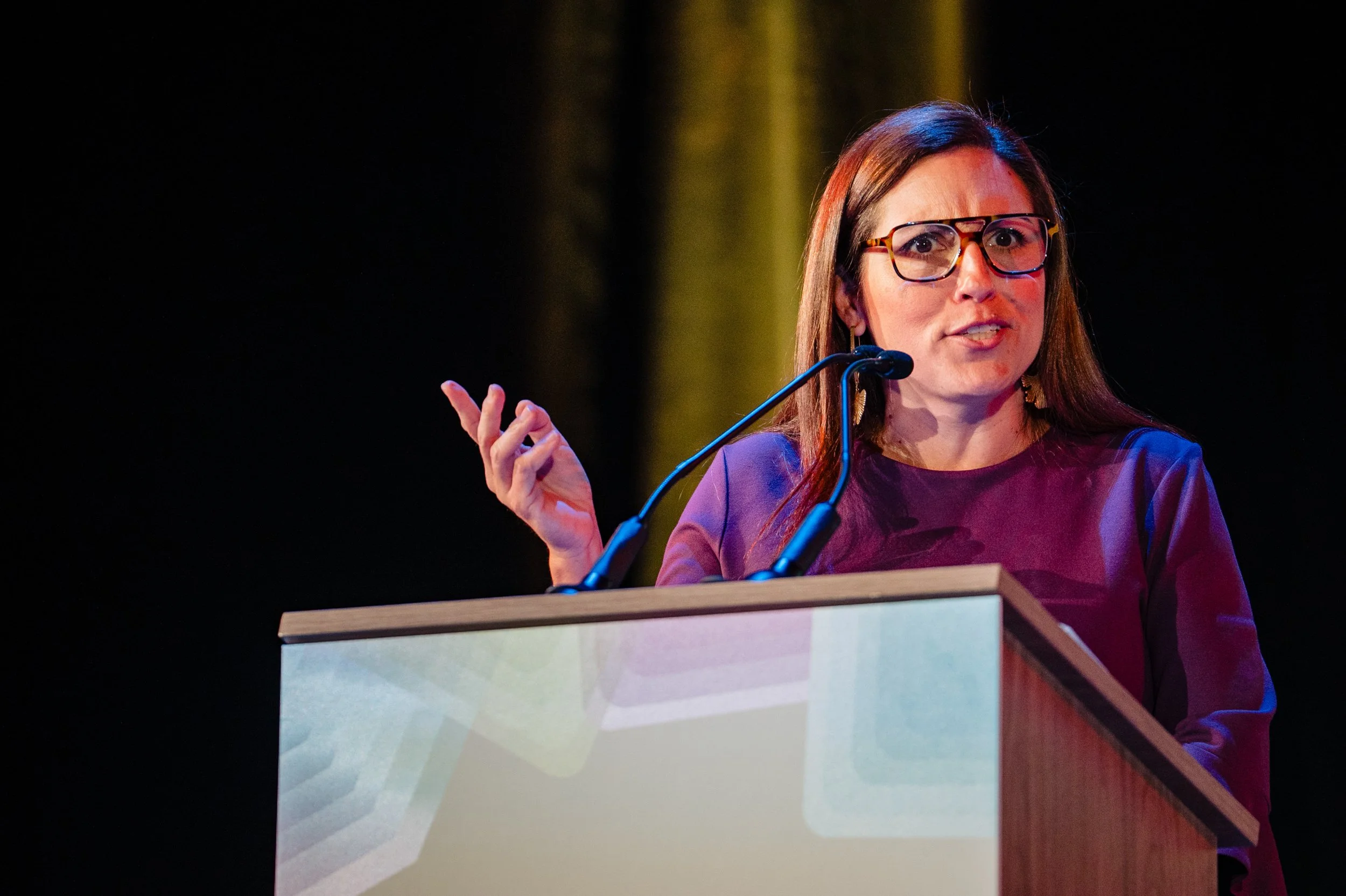  Theresa Mosqueda, King County Councilmember, speaking the Housing Development Consortium annual celebration 
