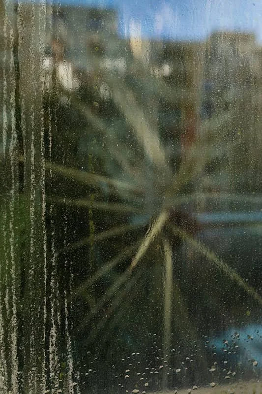 Water spots on glass panel