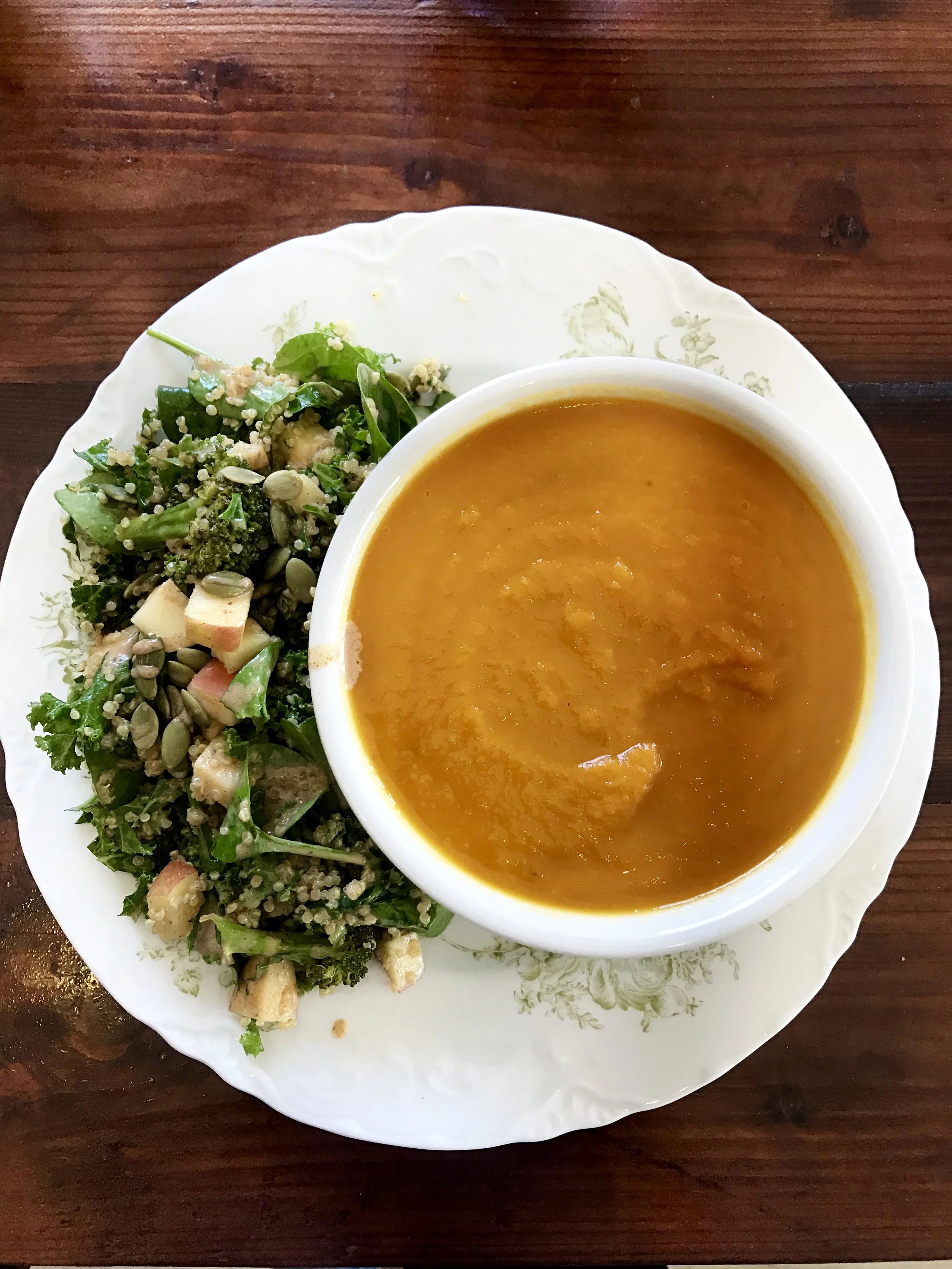 root soup & green garden salad