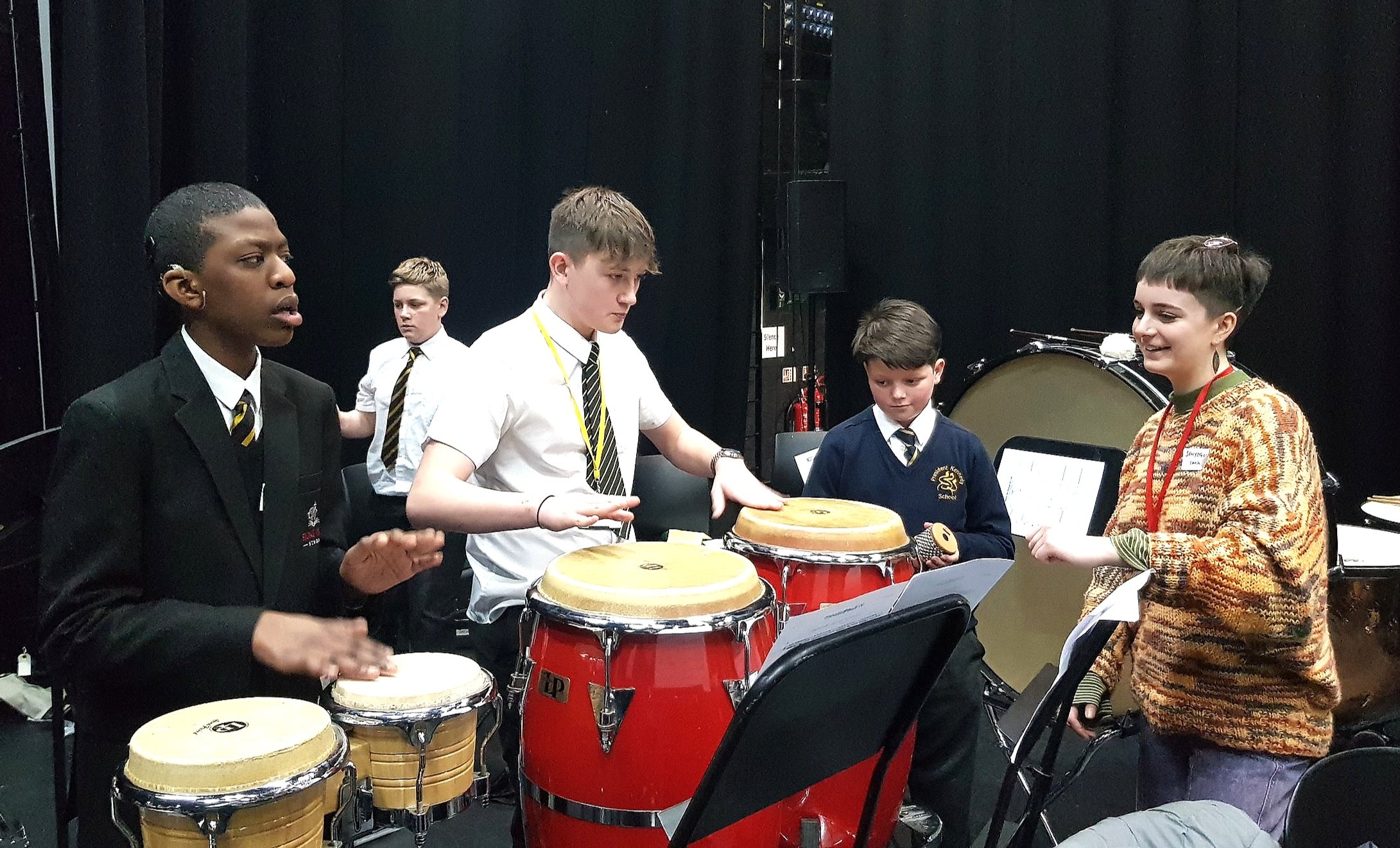 A Royal Birmingham Conservatoire student guides the percussion