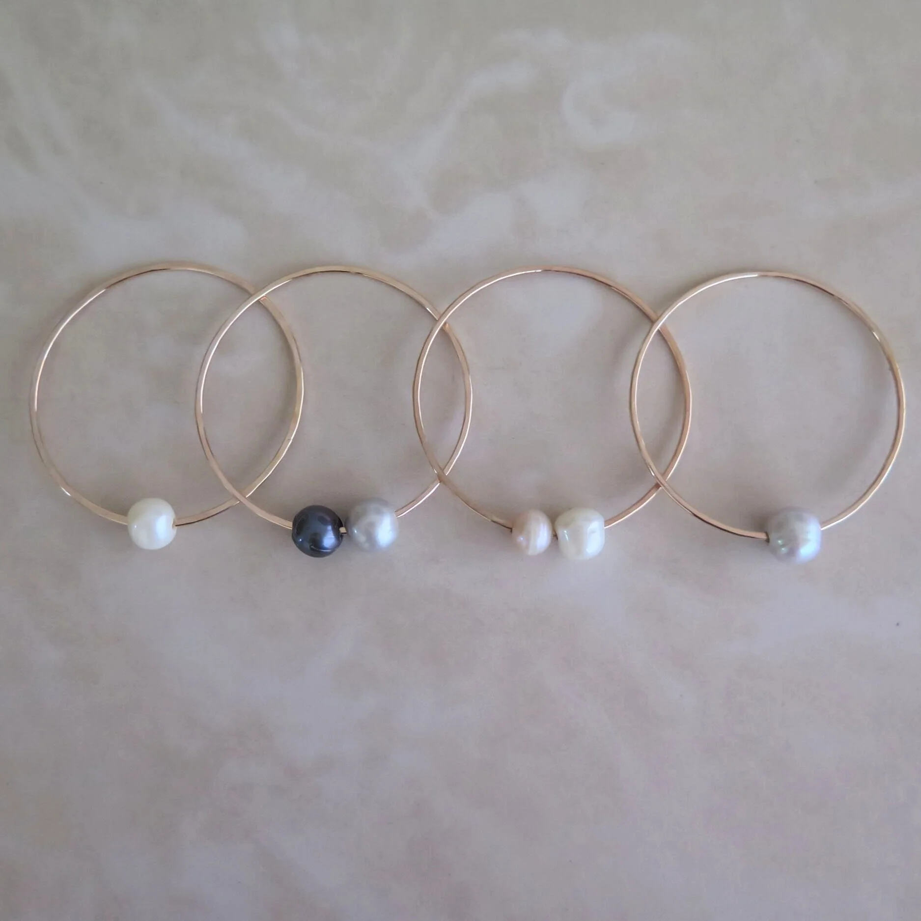 Rose Bangles with Fresh Water Pearls