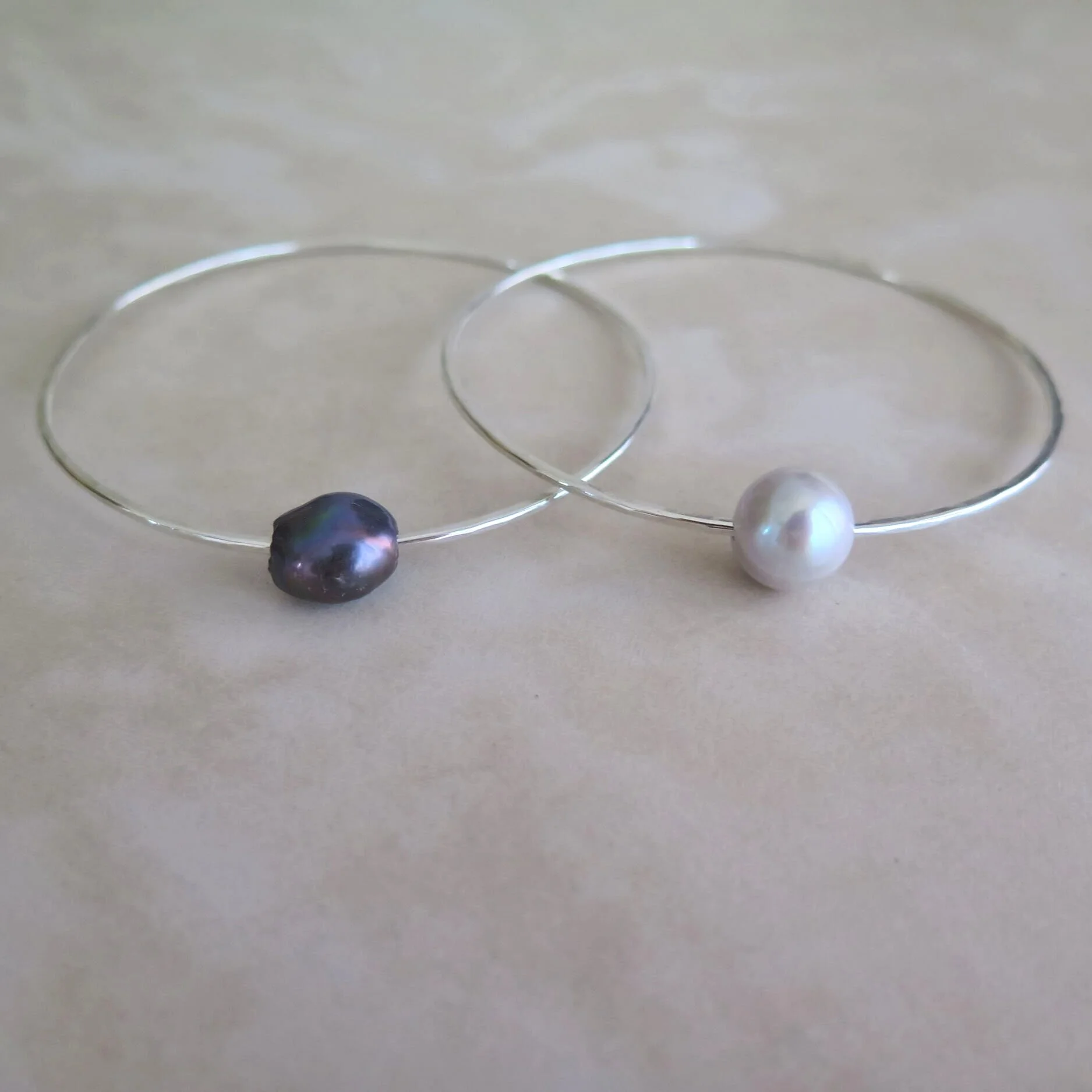 Sterling Bangles with Fresh Water Pearls