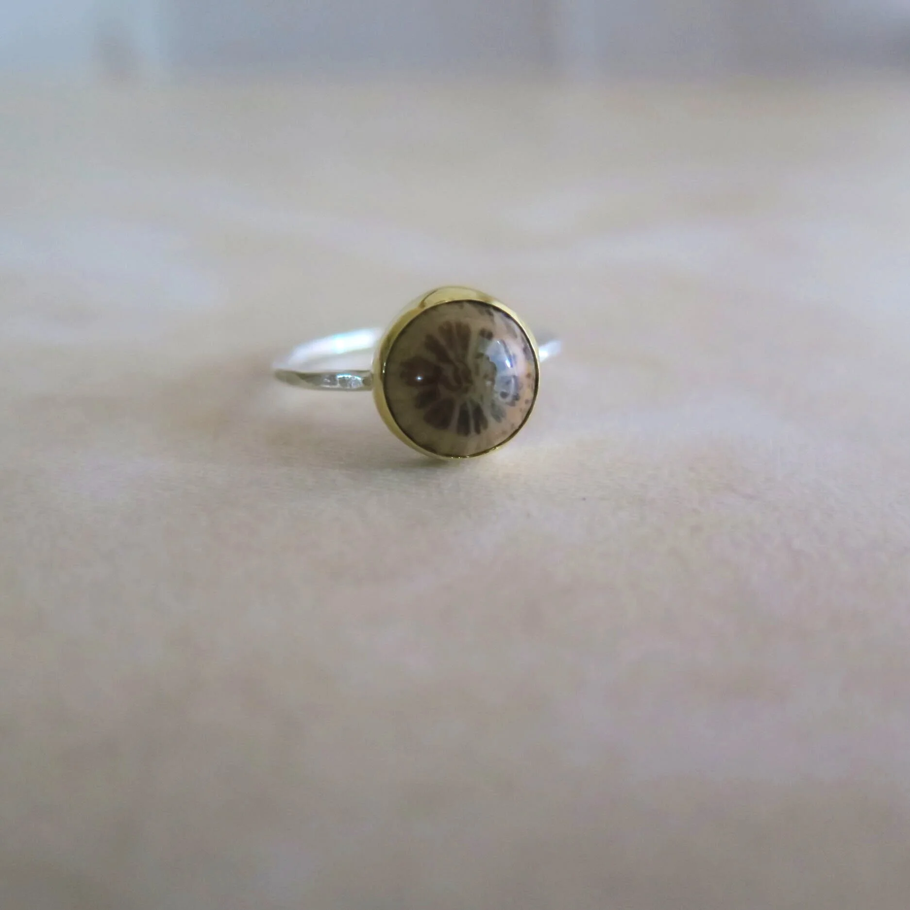Fossil Coral Gemstone Ring