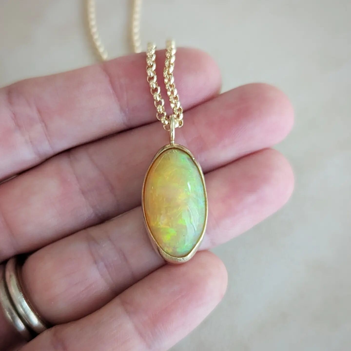 I had the amazing honor to work with this client's absolutely beautiful Ethiopian Opal ✨
She got this stone from her dad and we just needed to make it wearable. Keeping the 14K gold setting simple to showcase how incredible this stone is and a sturdy