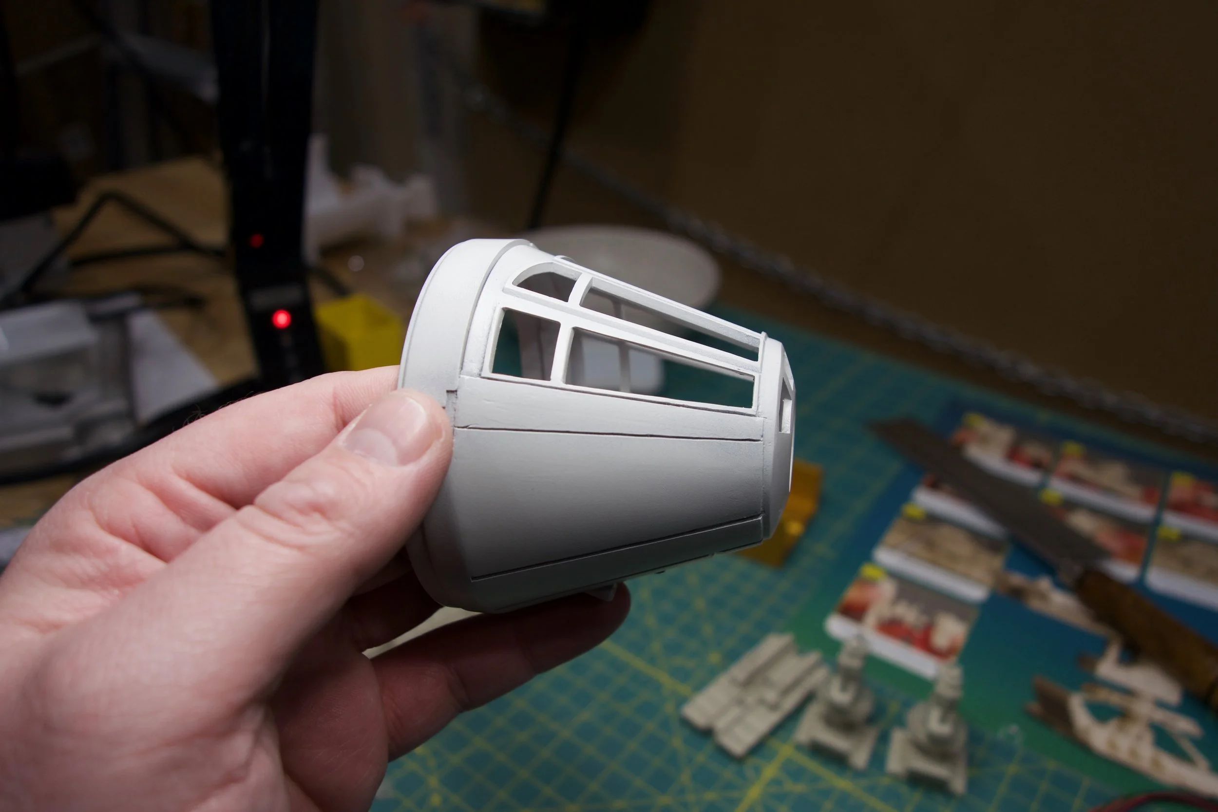 Completed modification after pre-shadowing and a base coat of paint. Little touchup and weathering is still needed.