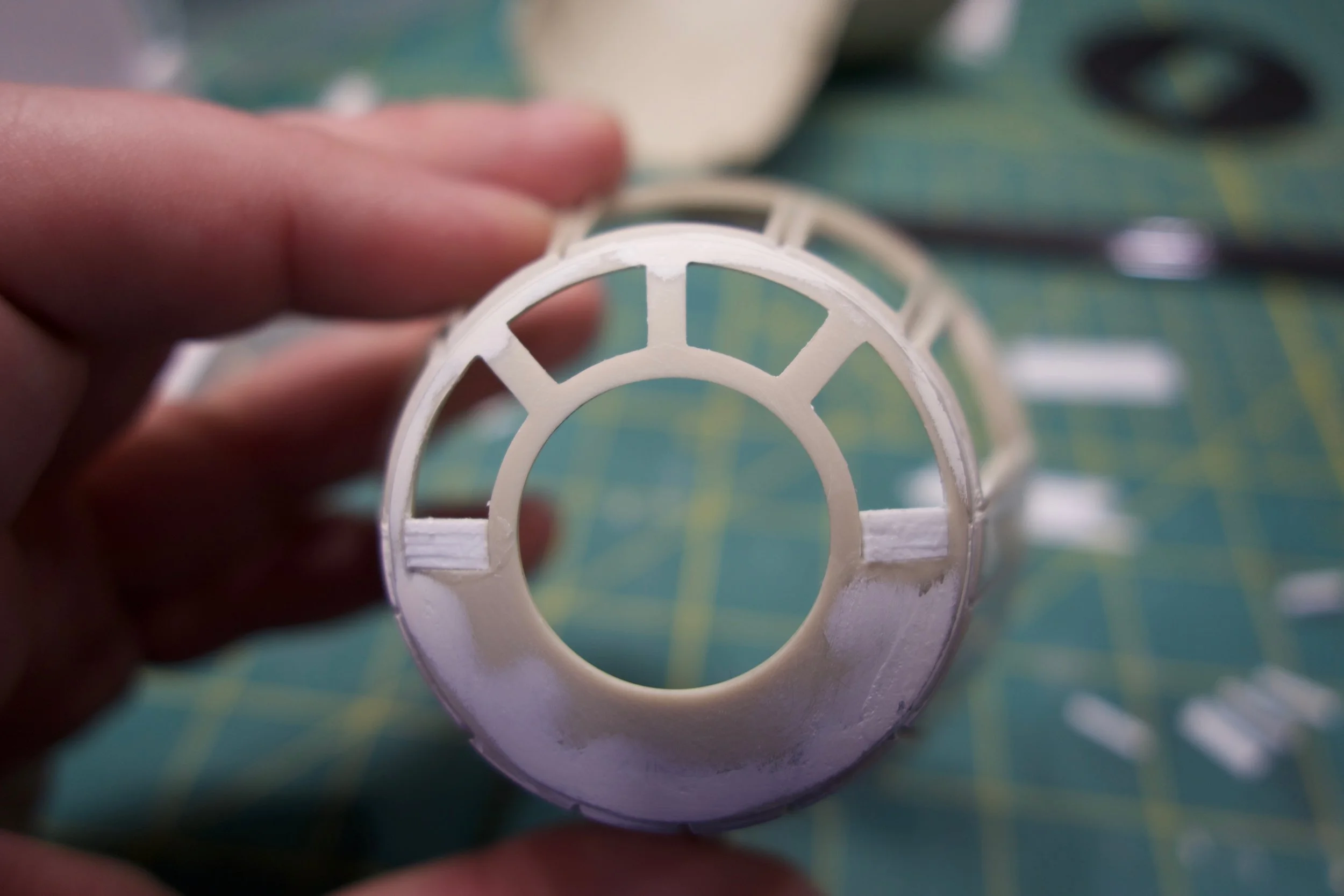 Then, the stacks were glued into their respective windows to tighten up the spacing.
