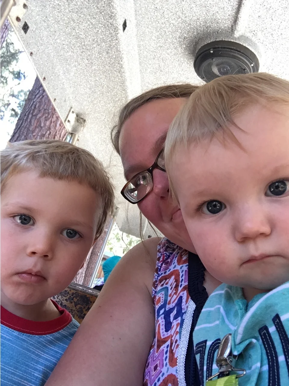 They're looking a bit creepy here... On the train at the zoo
