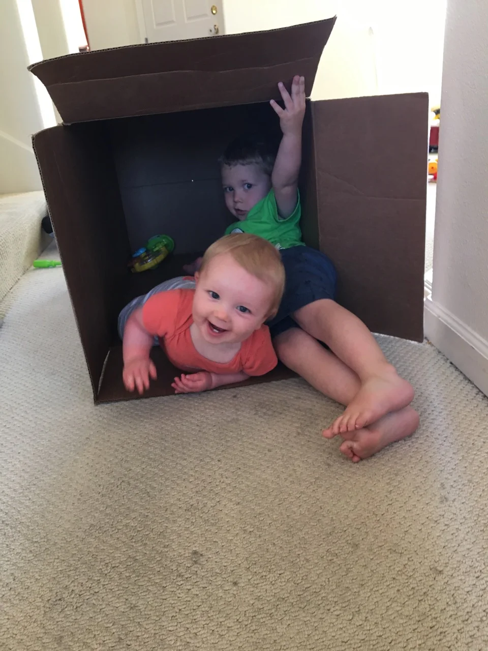 The car seat box was so much fun to play in