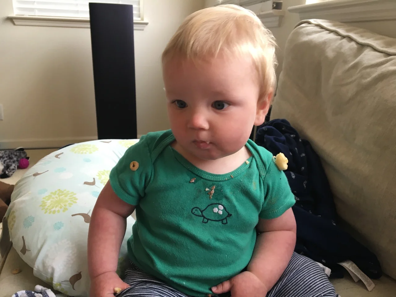 Saving that bit of banana and cheerio for later apparently...