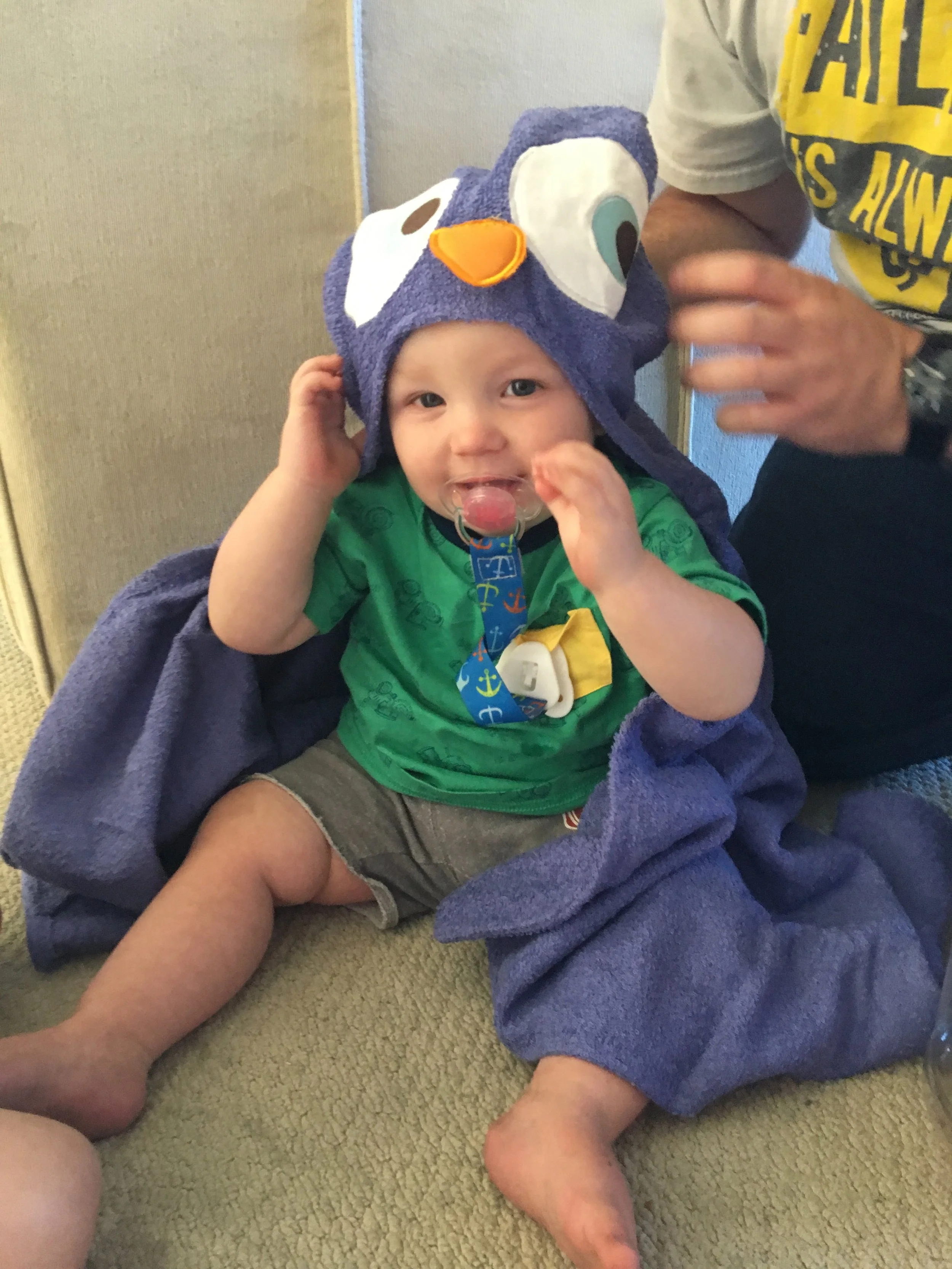 Modeling his new towel