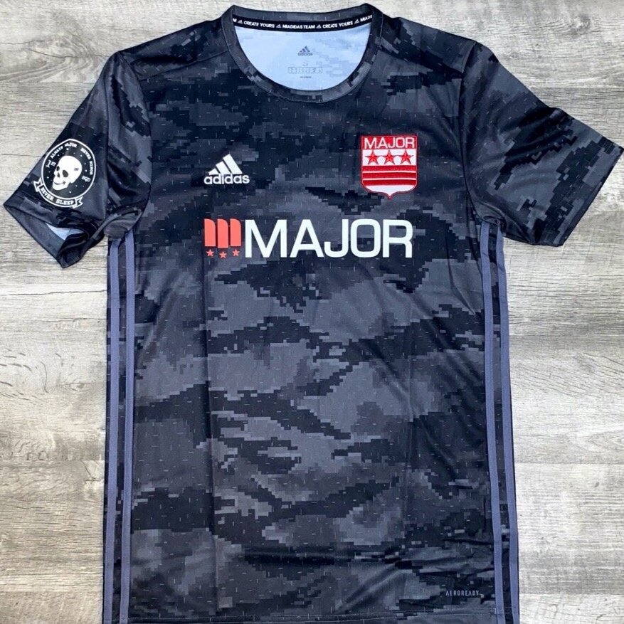 Adidas x MAJOR Fall 20 Soccer Jersey in Black Stealth Digital Camo